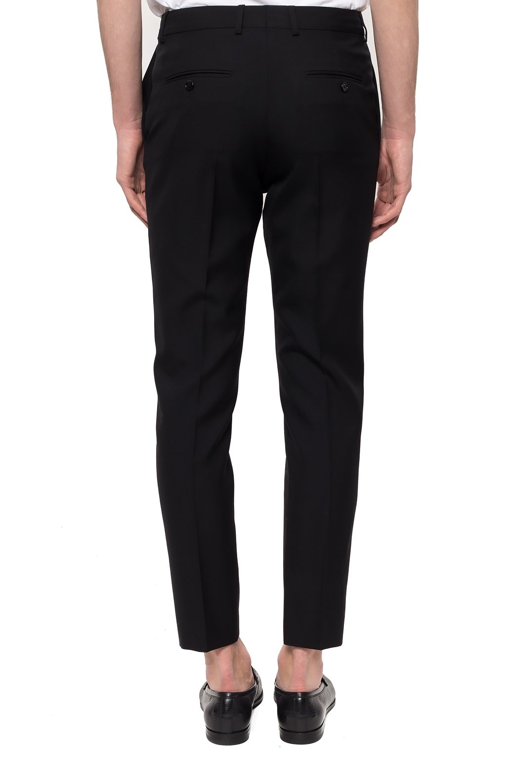 Celine Wool Pleated Casual Trousers In Black