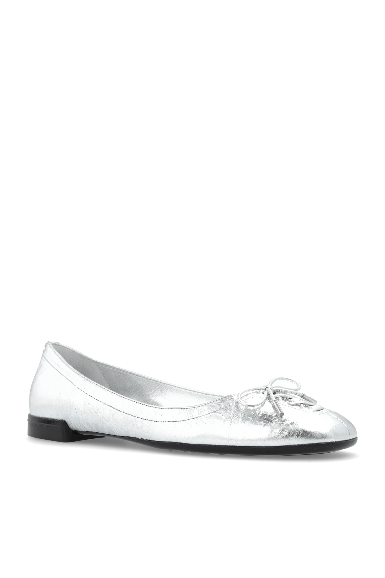 Jimmy Choo Scarlett Lace-up Bow Ballerina Flats In Silver