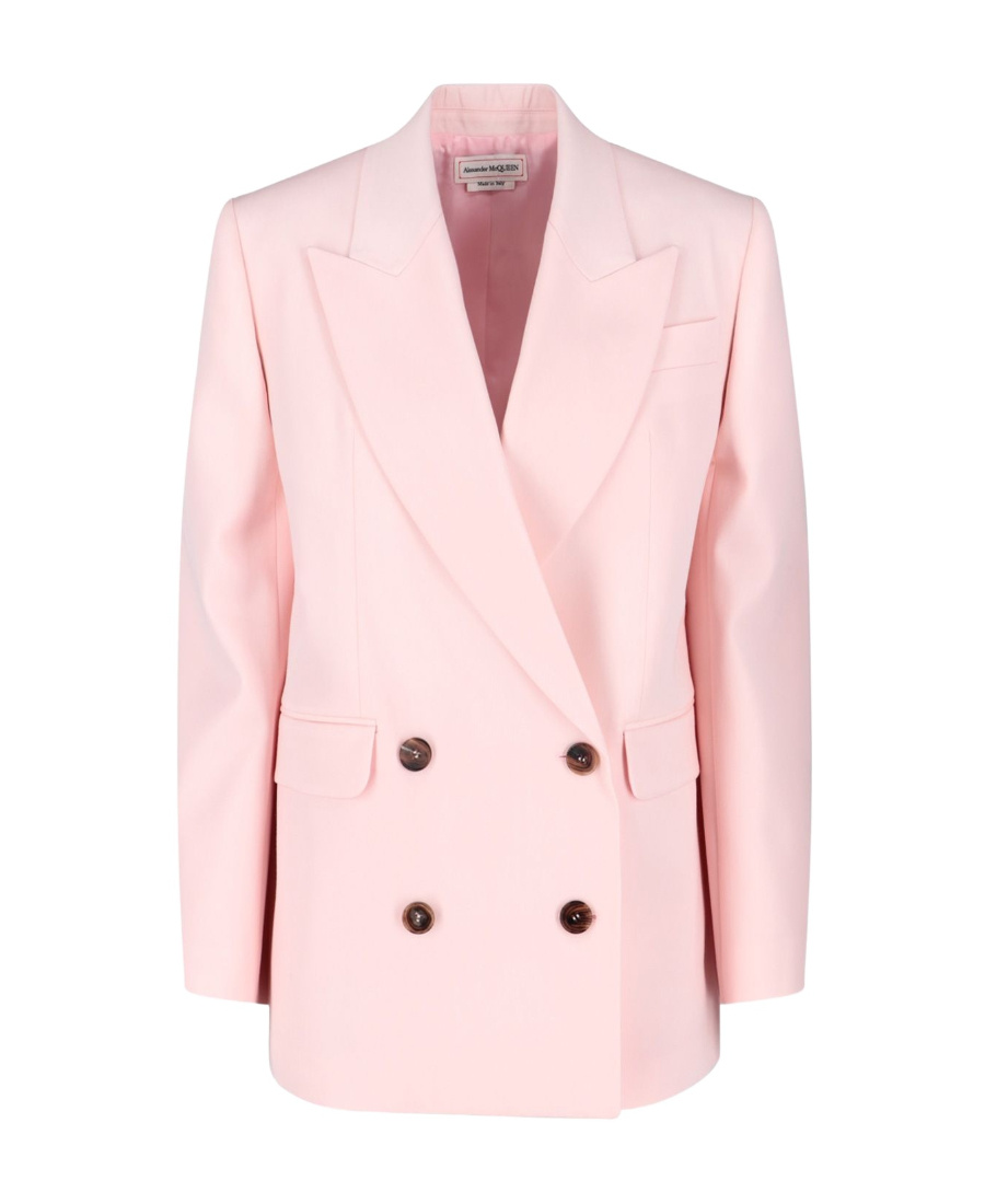Alexander Mcqueen Double-breasted Wool Blazer In Pink