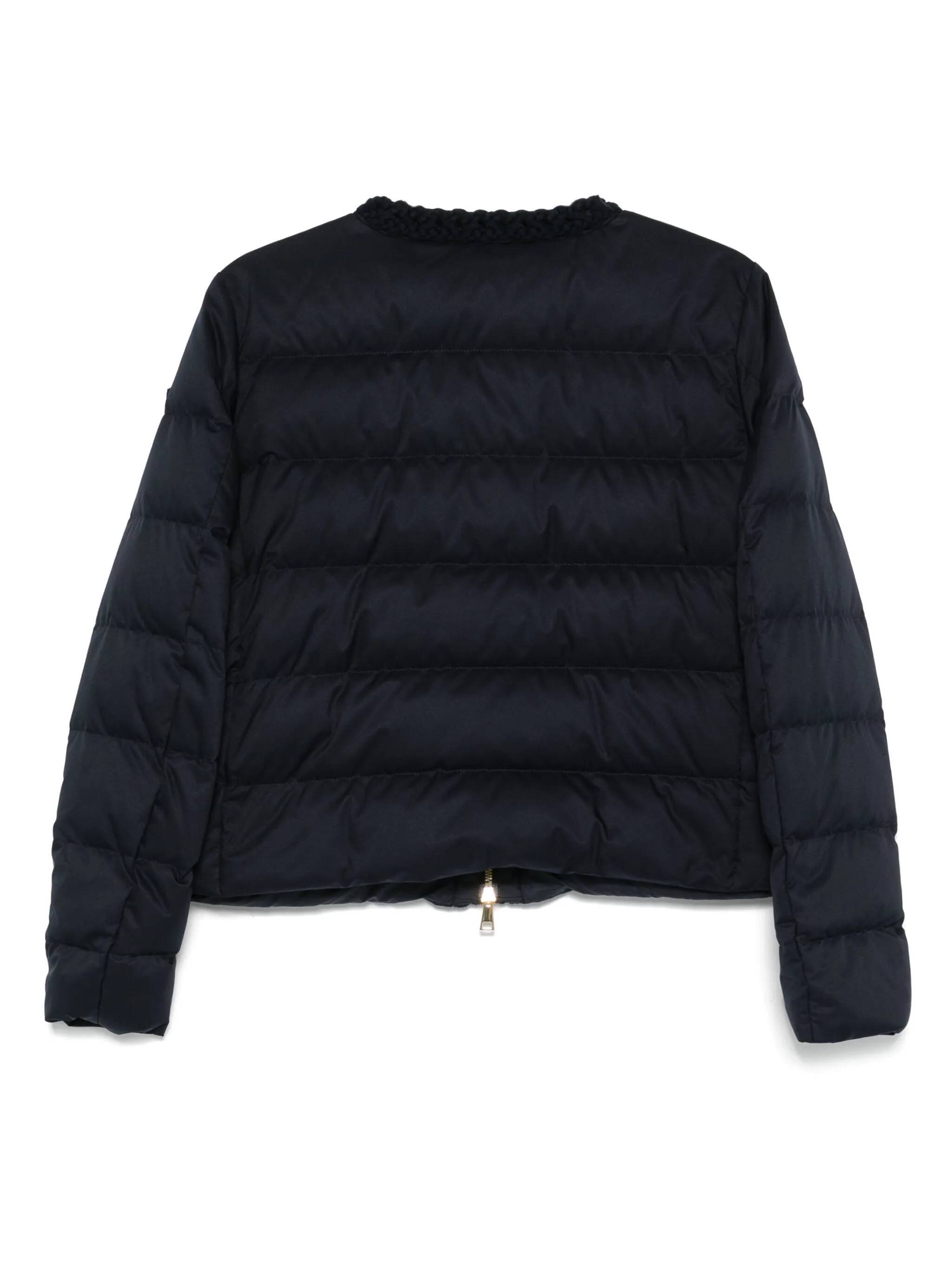 Moncler Quilted-trimmed Down Jacket In Blue