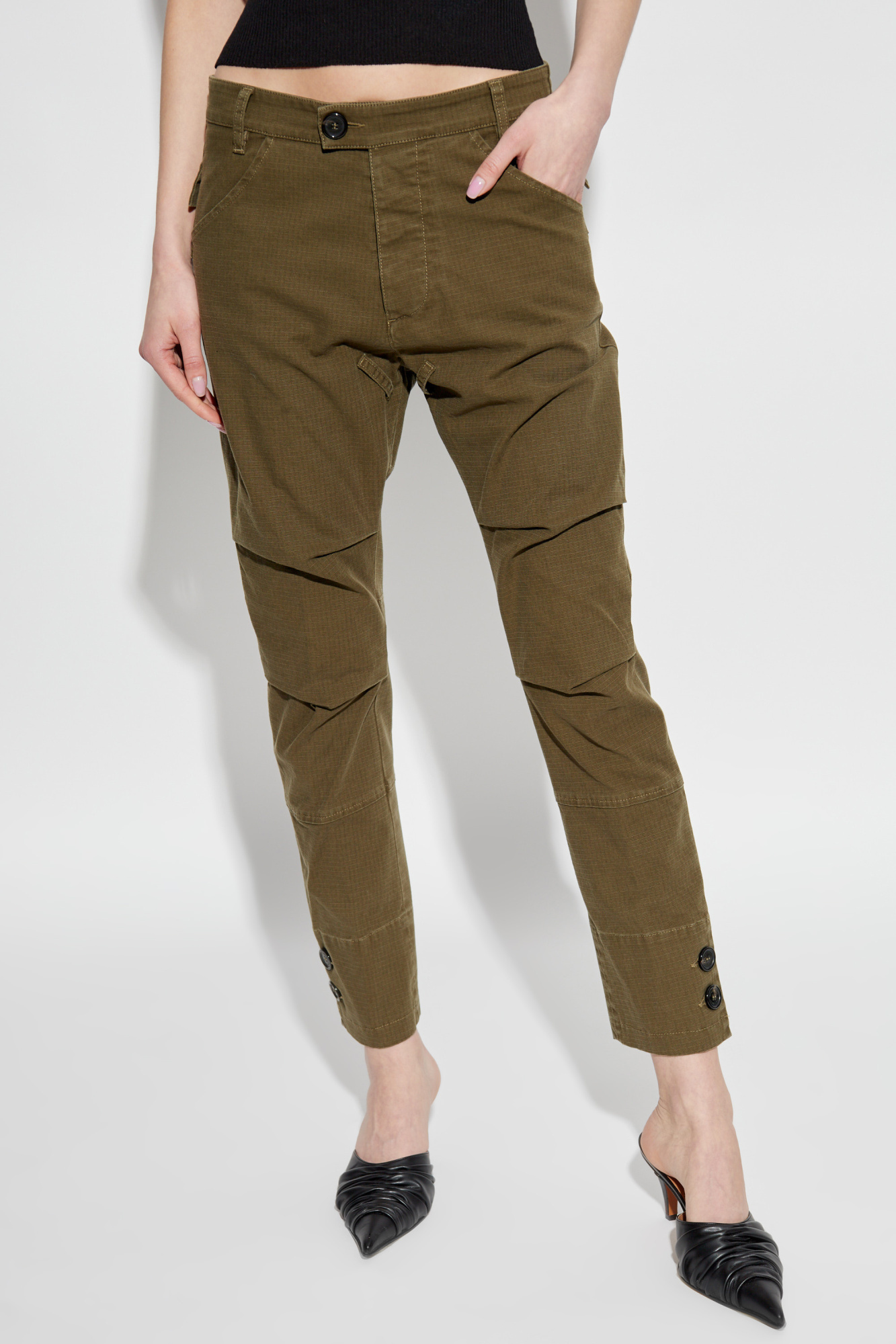 Dsquared2 Folded-panel Trousers In Green