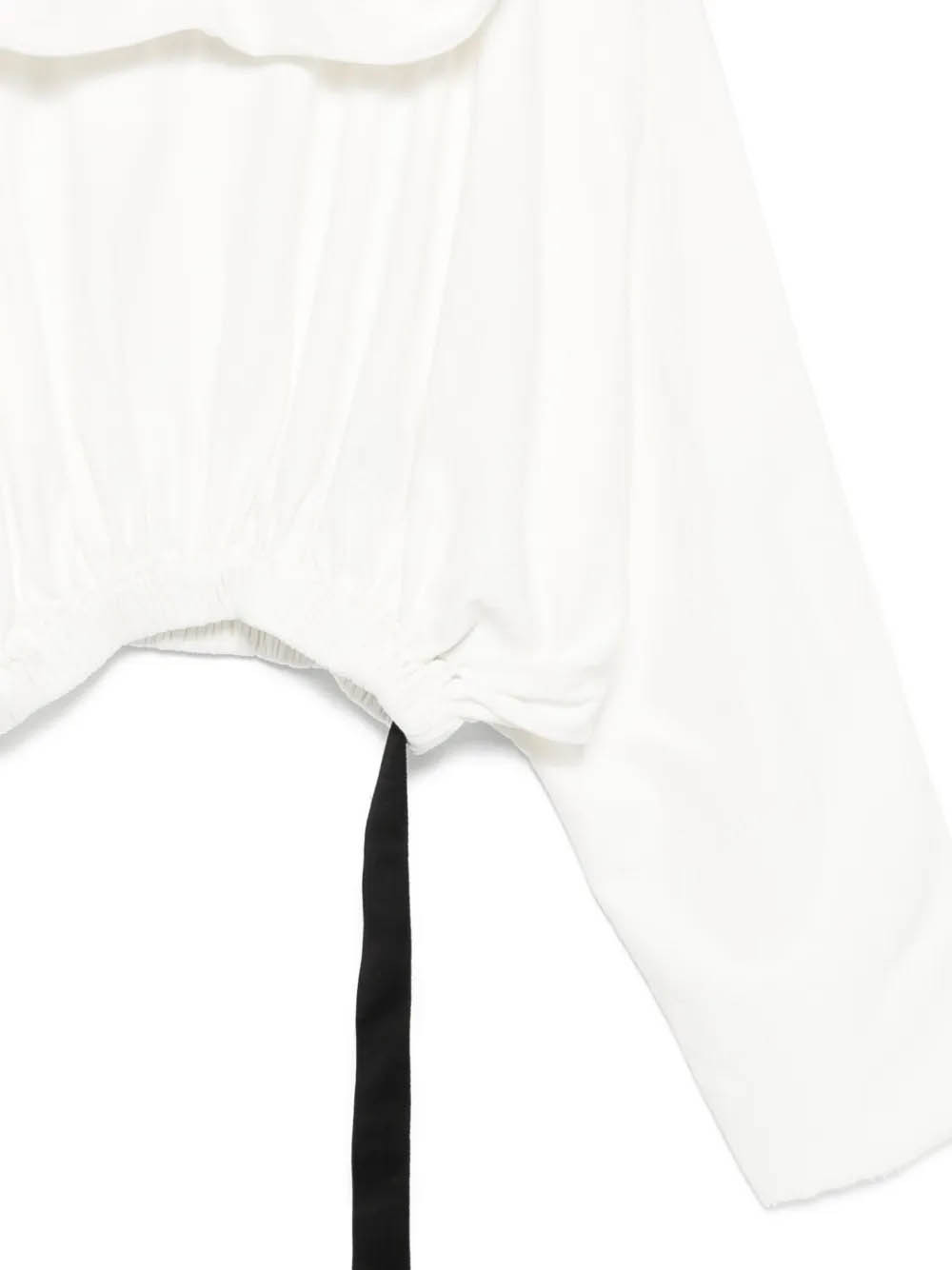 Rick Owens Drkshdw Hooded Cropped Long Sleeve Tunic In White