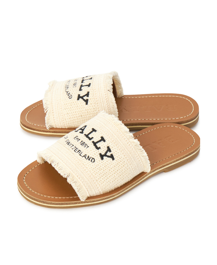 Bally Round Head Flat Slippers In Brown
