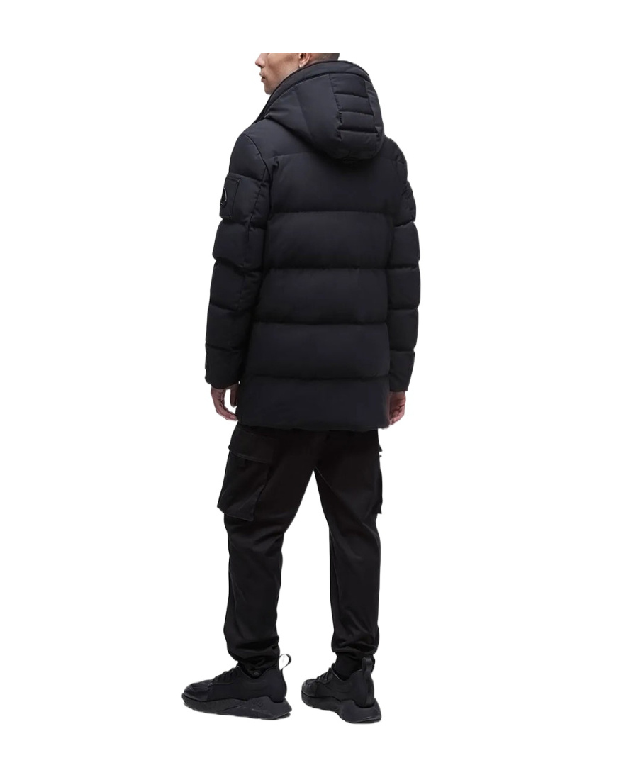 Moose Knuckles Logo Long-sleeved Down Jacket In Black