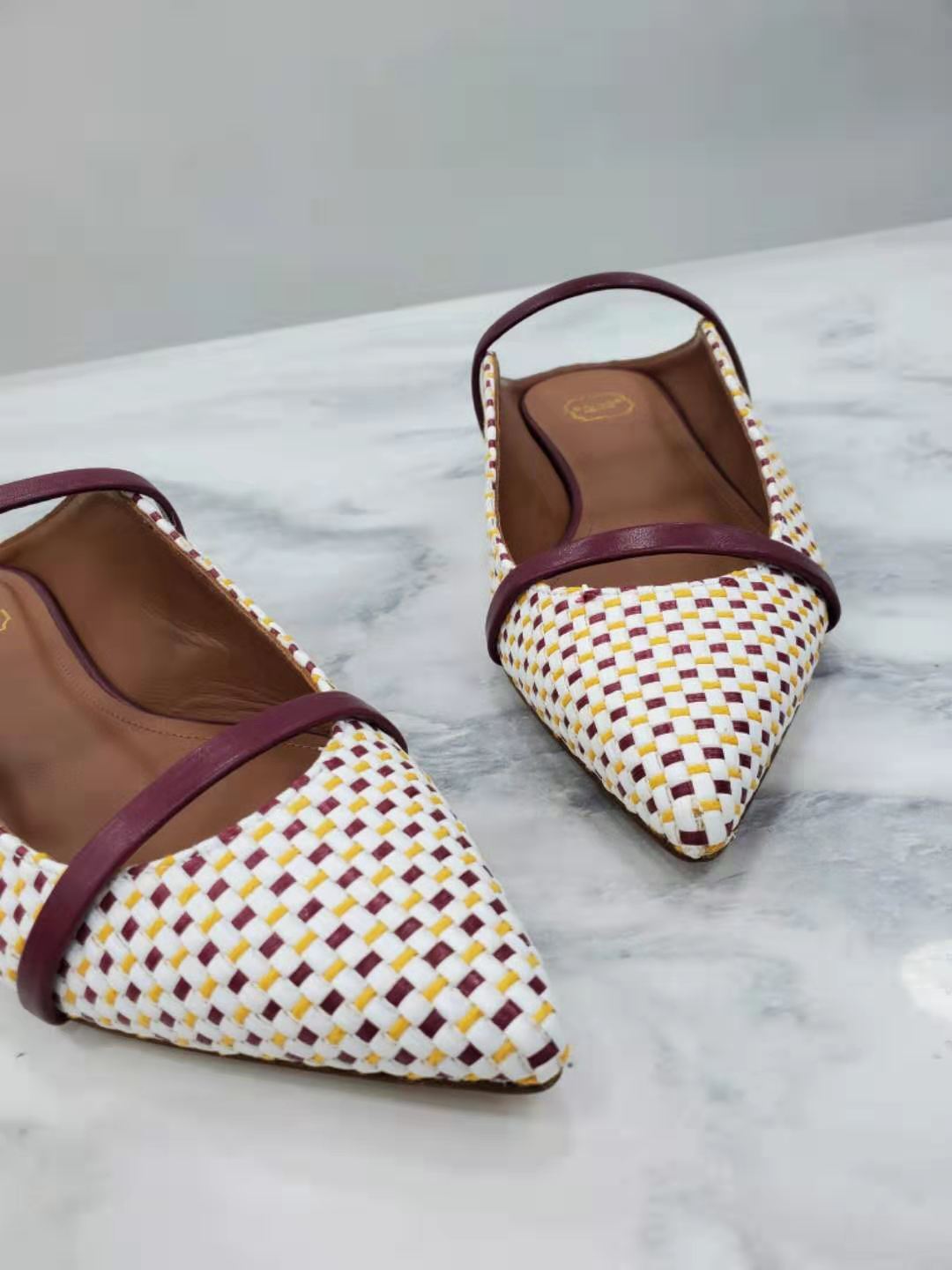 Shop Malone Souliers Muller Shoes With Checkered Ribbon Design In Multicolor