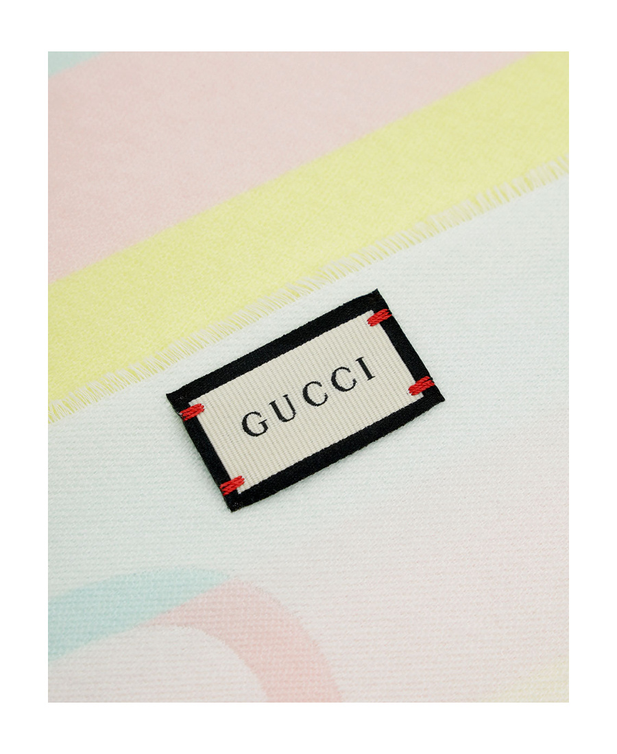 Gucci Striped Wool Scarf In White