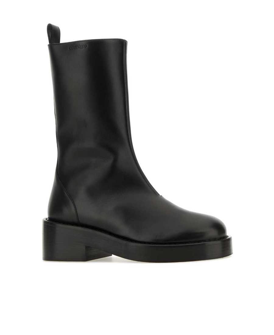 Shop Courrèges 55mm Slip-on Leather Ankle Boots In Black