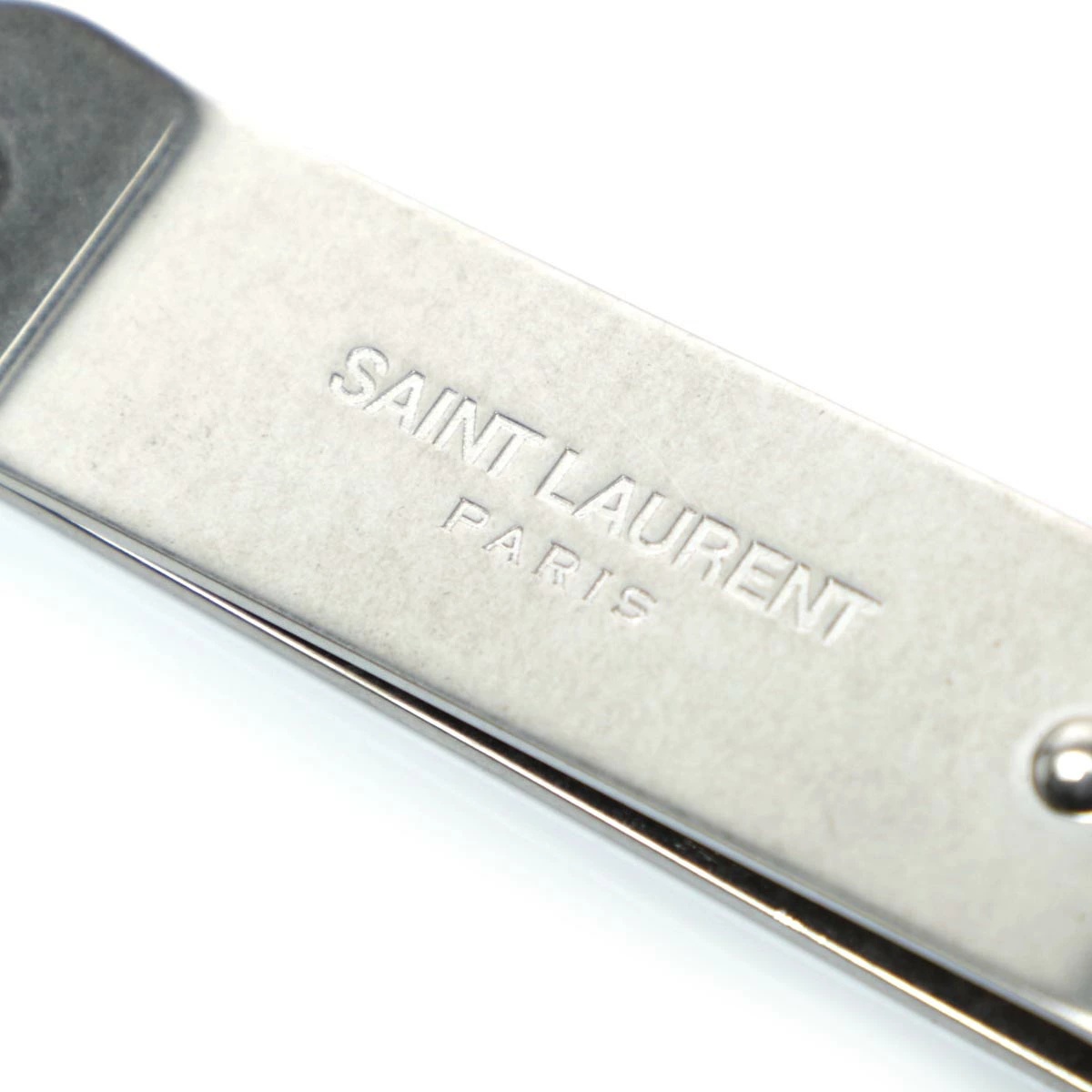 Saint Laurent Logo Engraved Money Clip In White