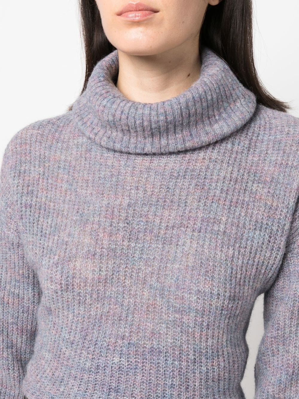 Iro Mélange Ribbed-knit Turtleneck Sweater In Gray