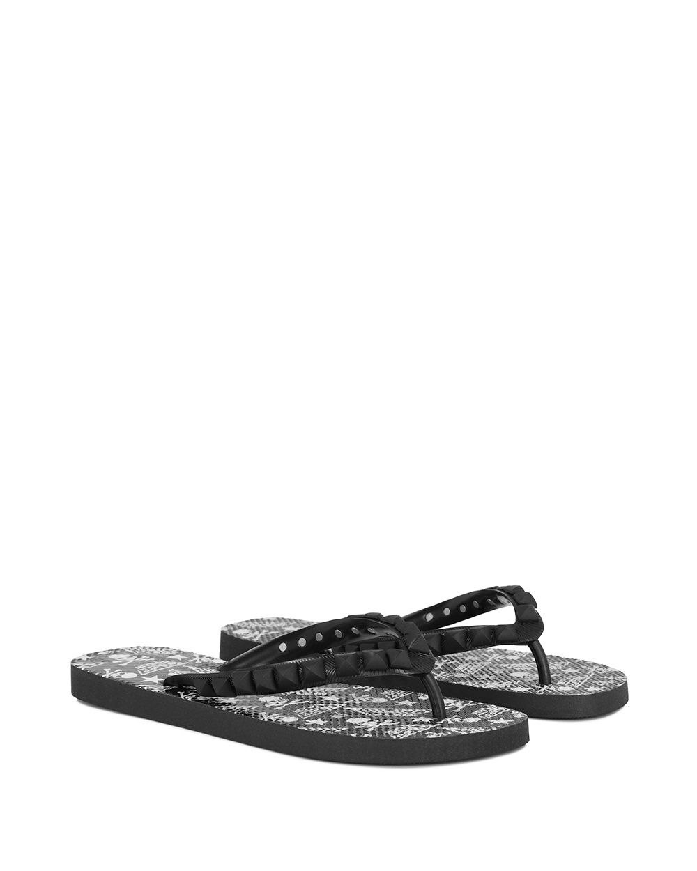 Philipp Plein Pattern Printing Flip-flops In Black