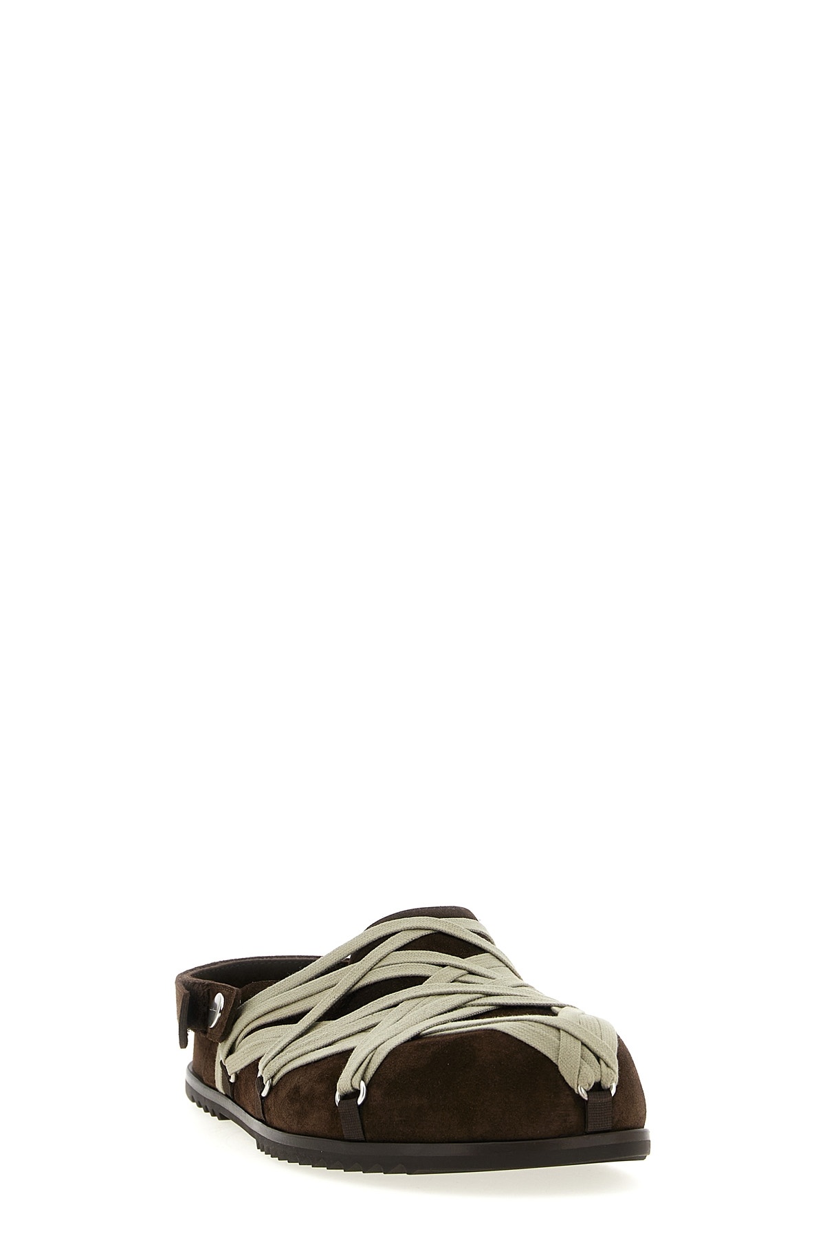 Rick Owens Brown Megalance Mule Granolas In Suede In Brown