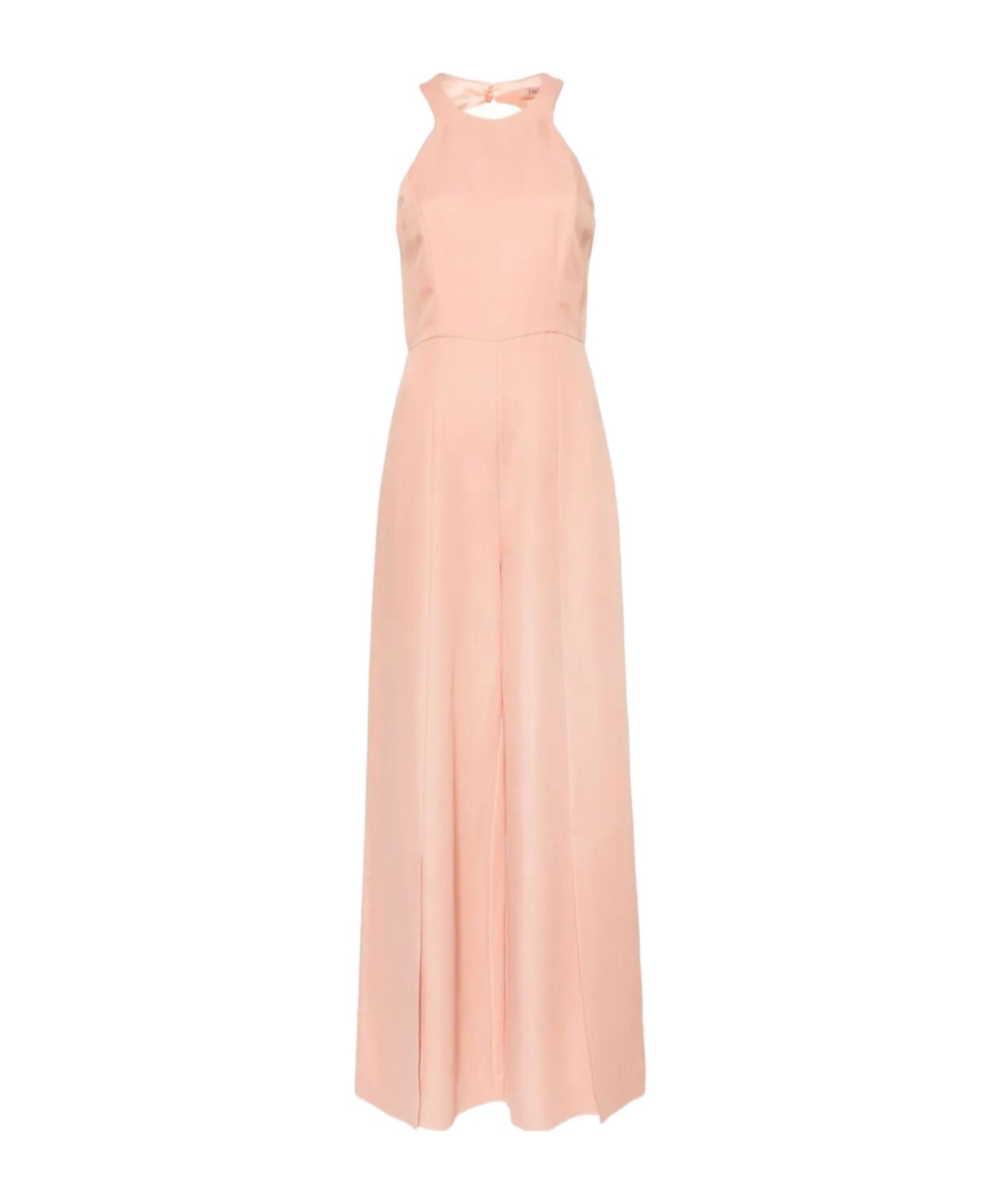 Twinset Open-back Wide-leg Jumpsuit In Peach Pink