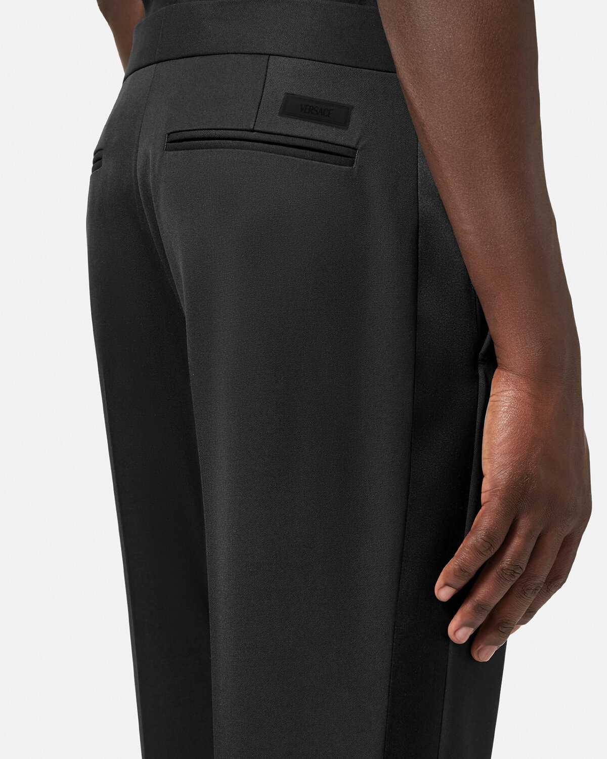 Versace Straight-leg Wool Trousers In Black
