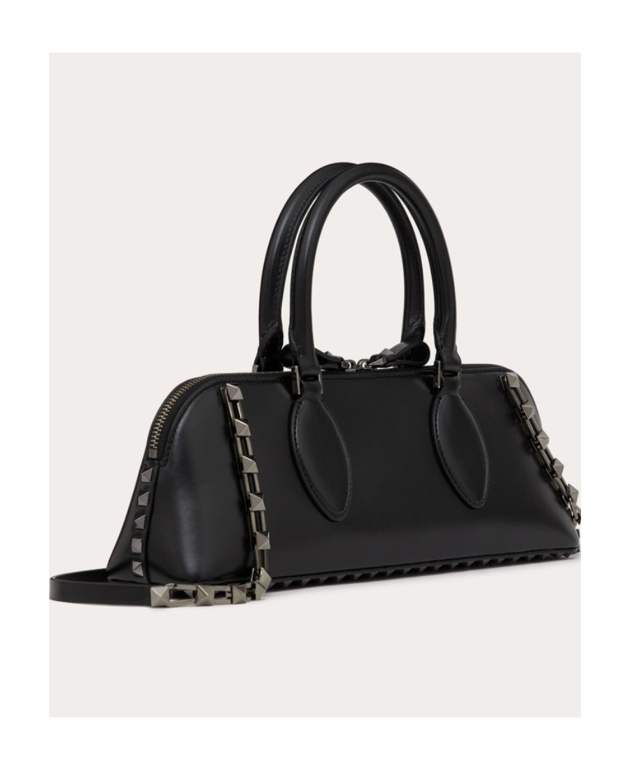 Valentino Rockstud East-west Leather Tote Bag In Black