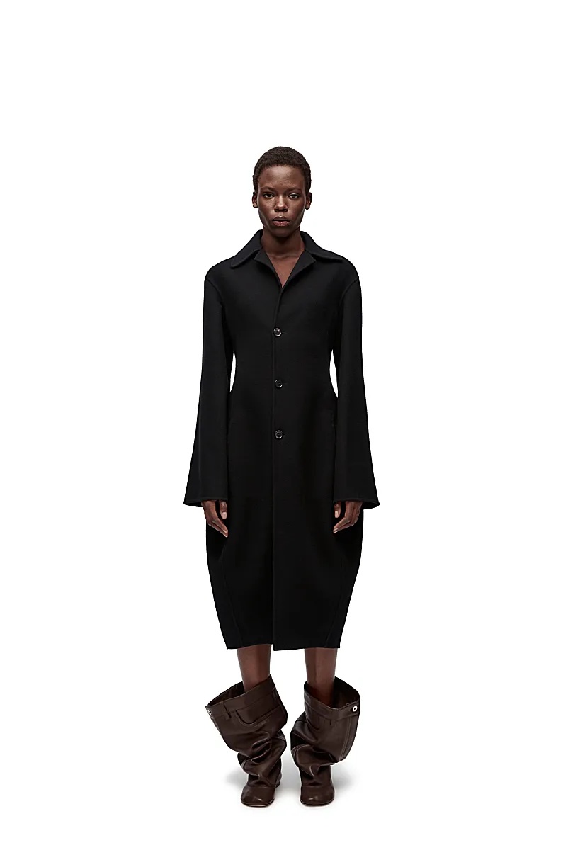 Loewe Wool Double-sided Coat In Black
