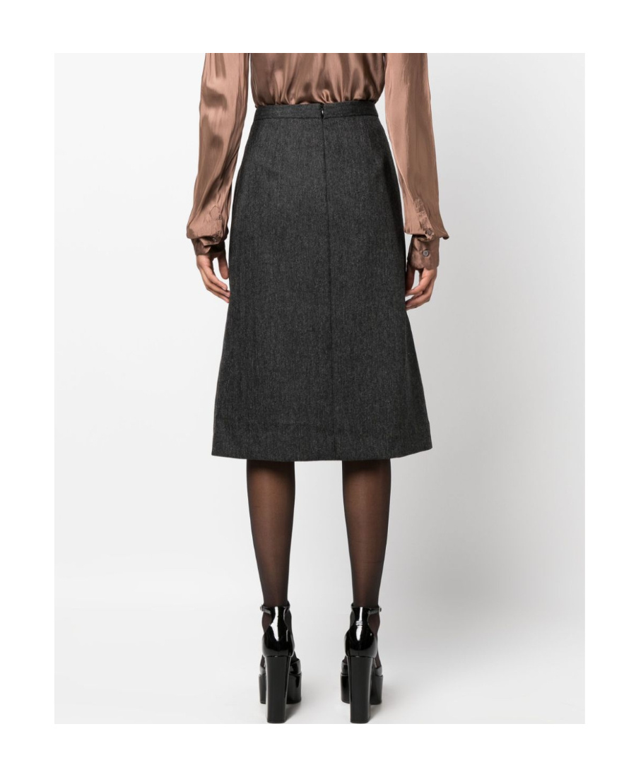 Dries Van Noten Split Half Skirt In Front Of High Waist In Black
