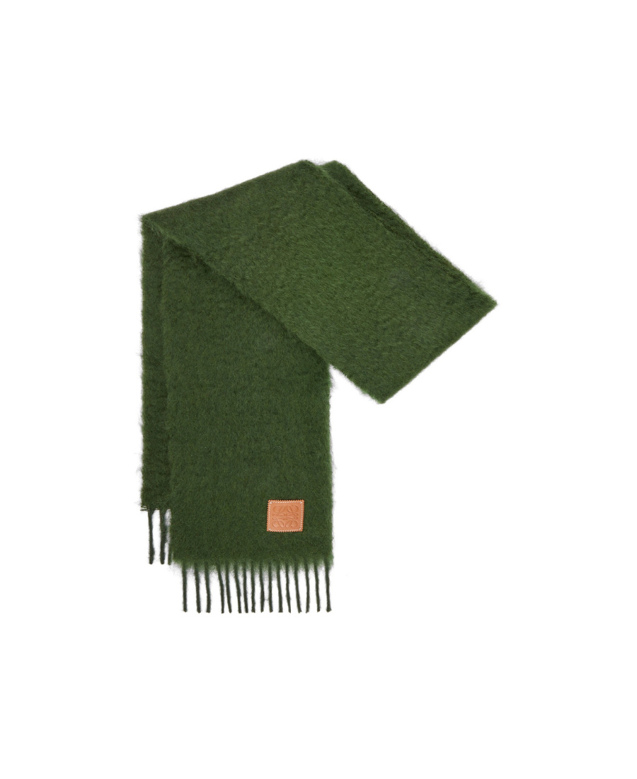 Loewe Mohair-wool Anagram Scarf In Green