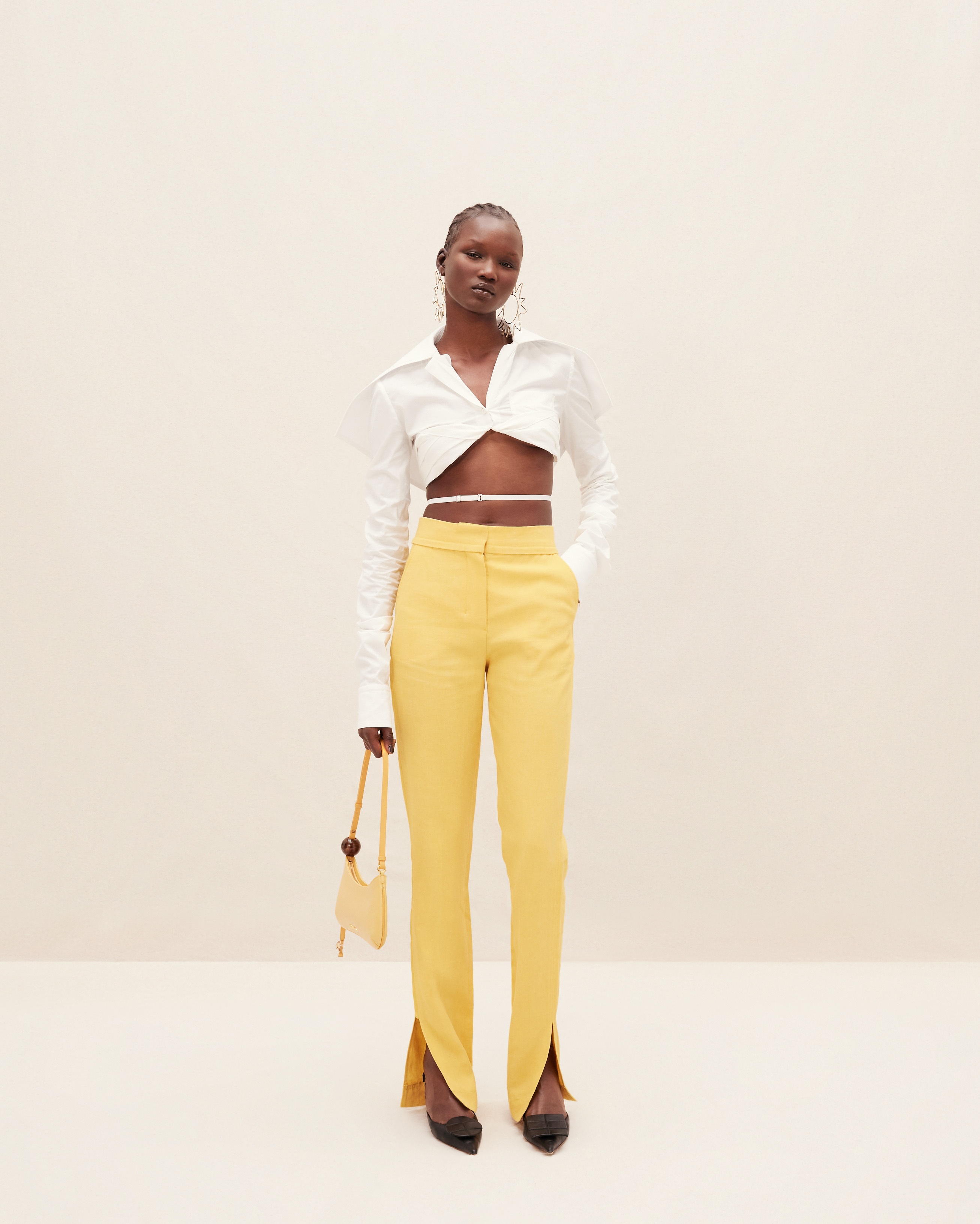 Jacquemus Le Pantalon Tibau High-waisted Trousers In Yellow