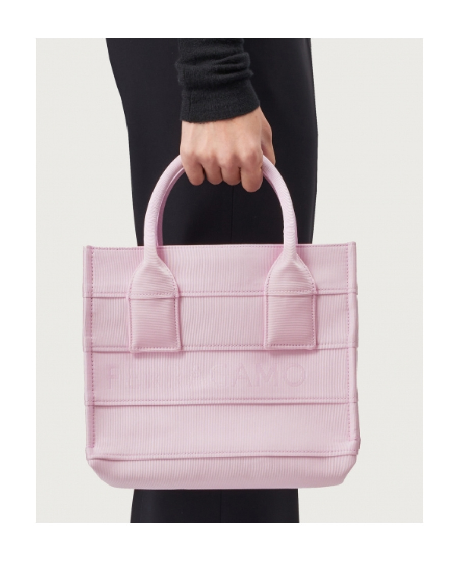 Ferragamo Small Tote Bag With Signature In Pink