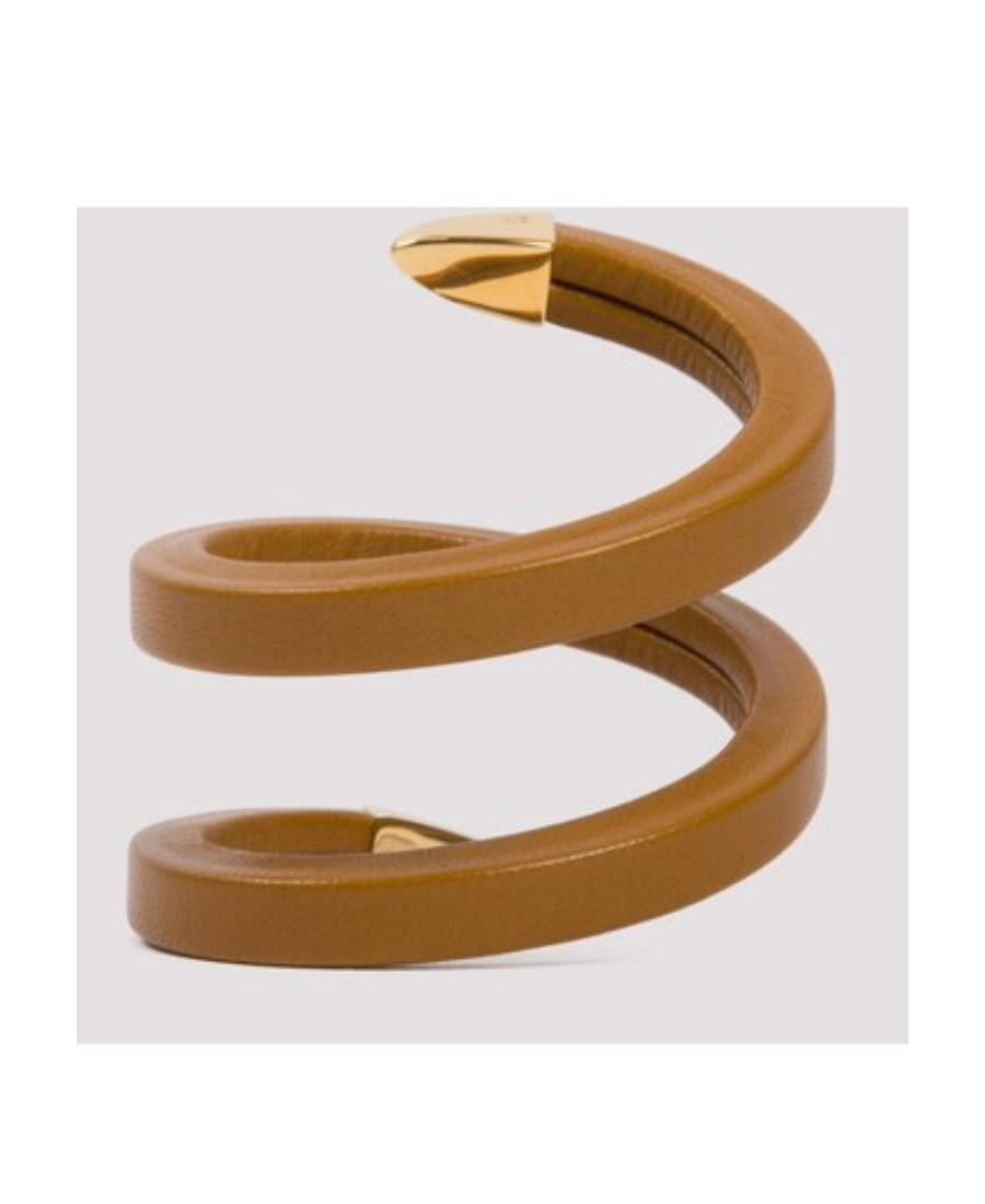 Bottega Veneta Coiled Leather Cuff Bracelet In Yellow