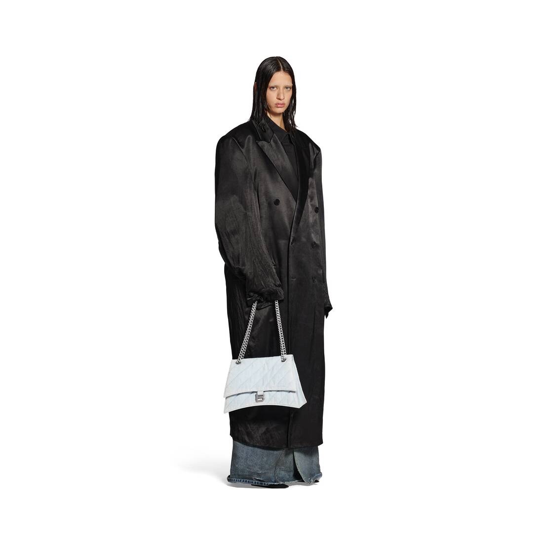 Balenciaga Medium Crush Quilted Denim Shoulder Bag In Blue