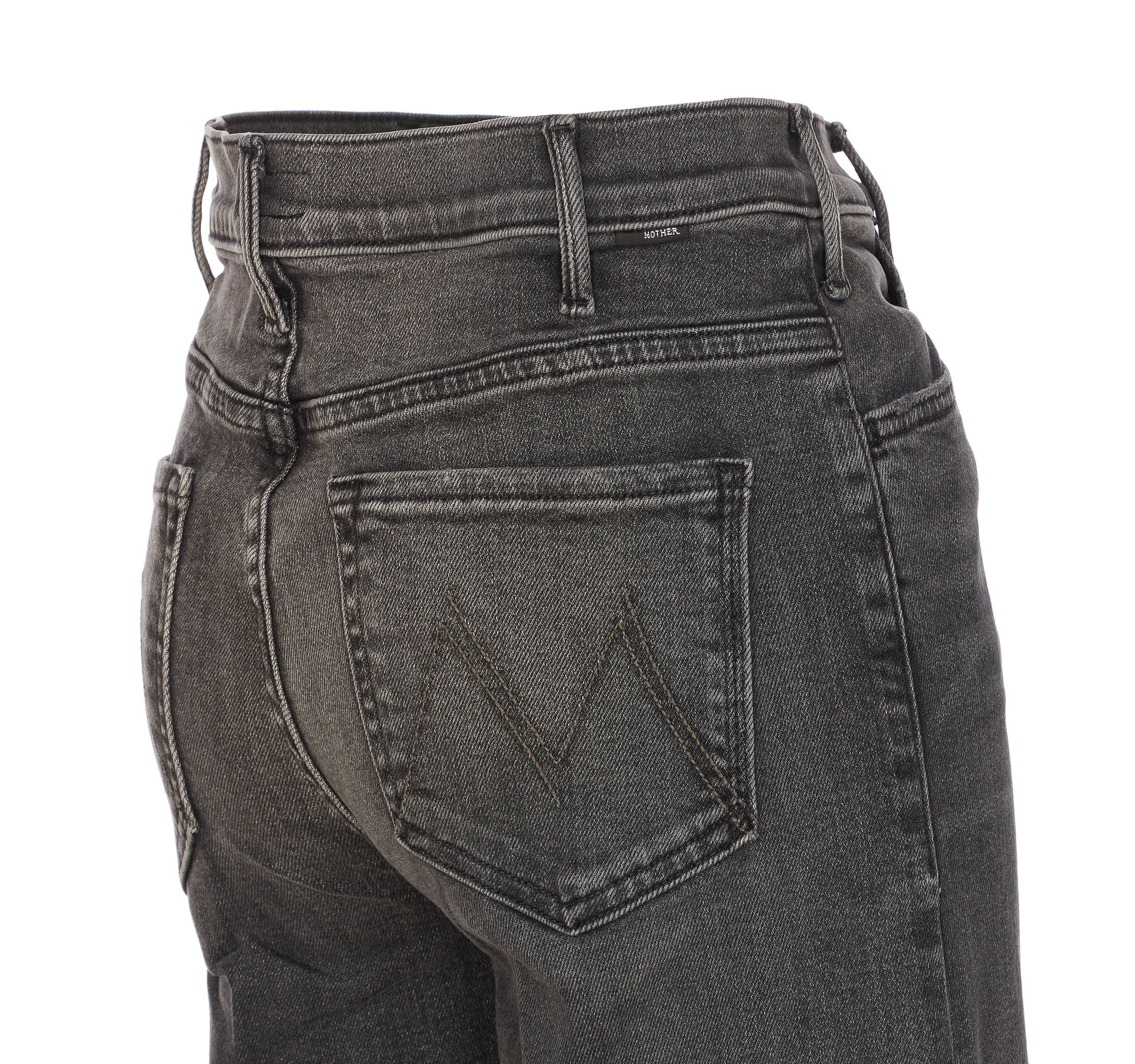 Mother The Patch Pocket Twister Sneak Up In Smoke Straight Jean In Black