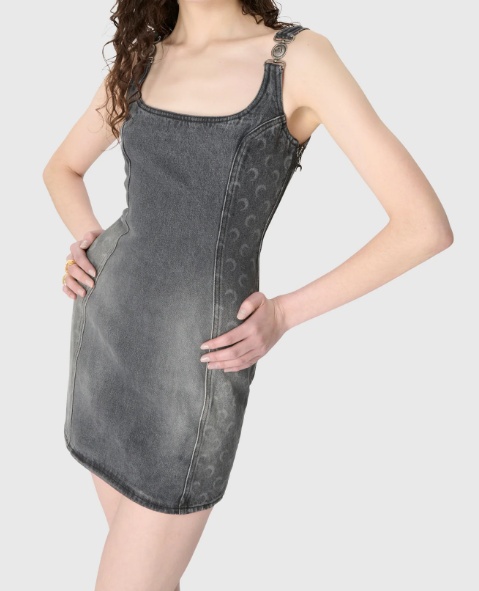 Marine Serre Jeans Sleeveless Mini Dress In Black