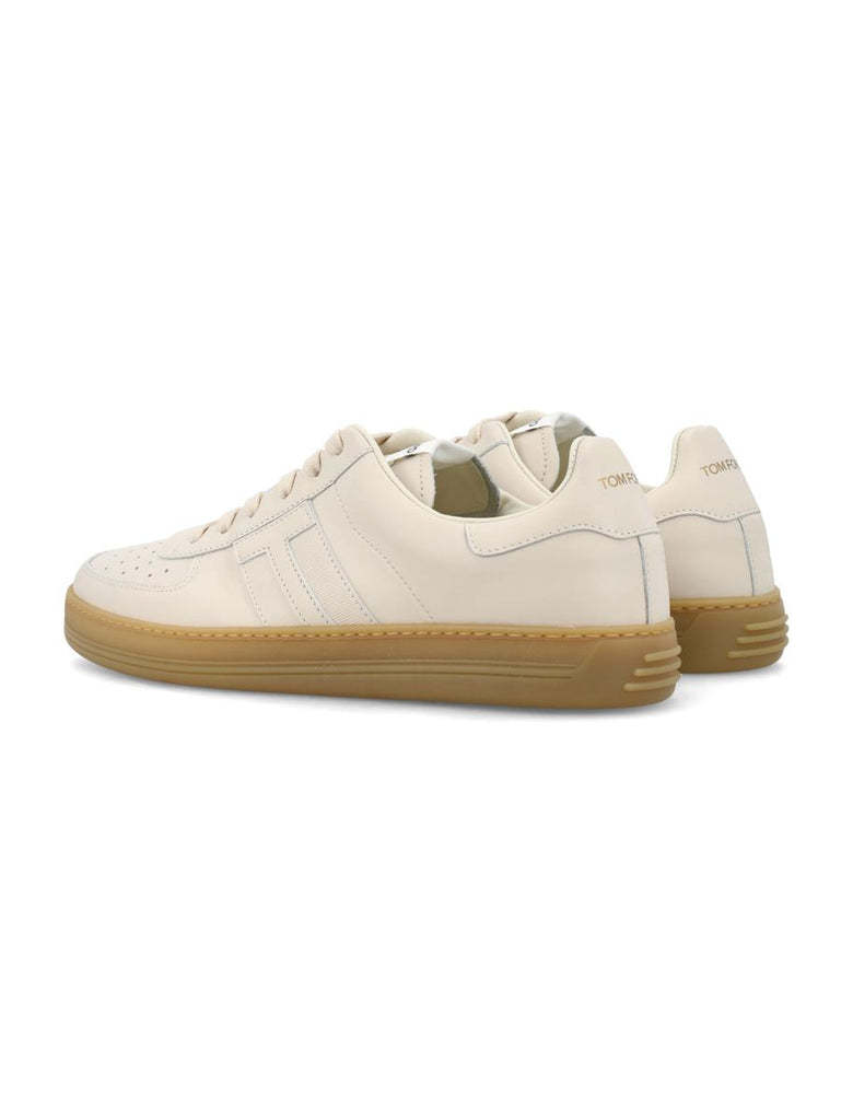 Tom Ford Smooth Leather Low Top Sneakers In Nude