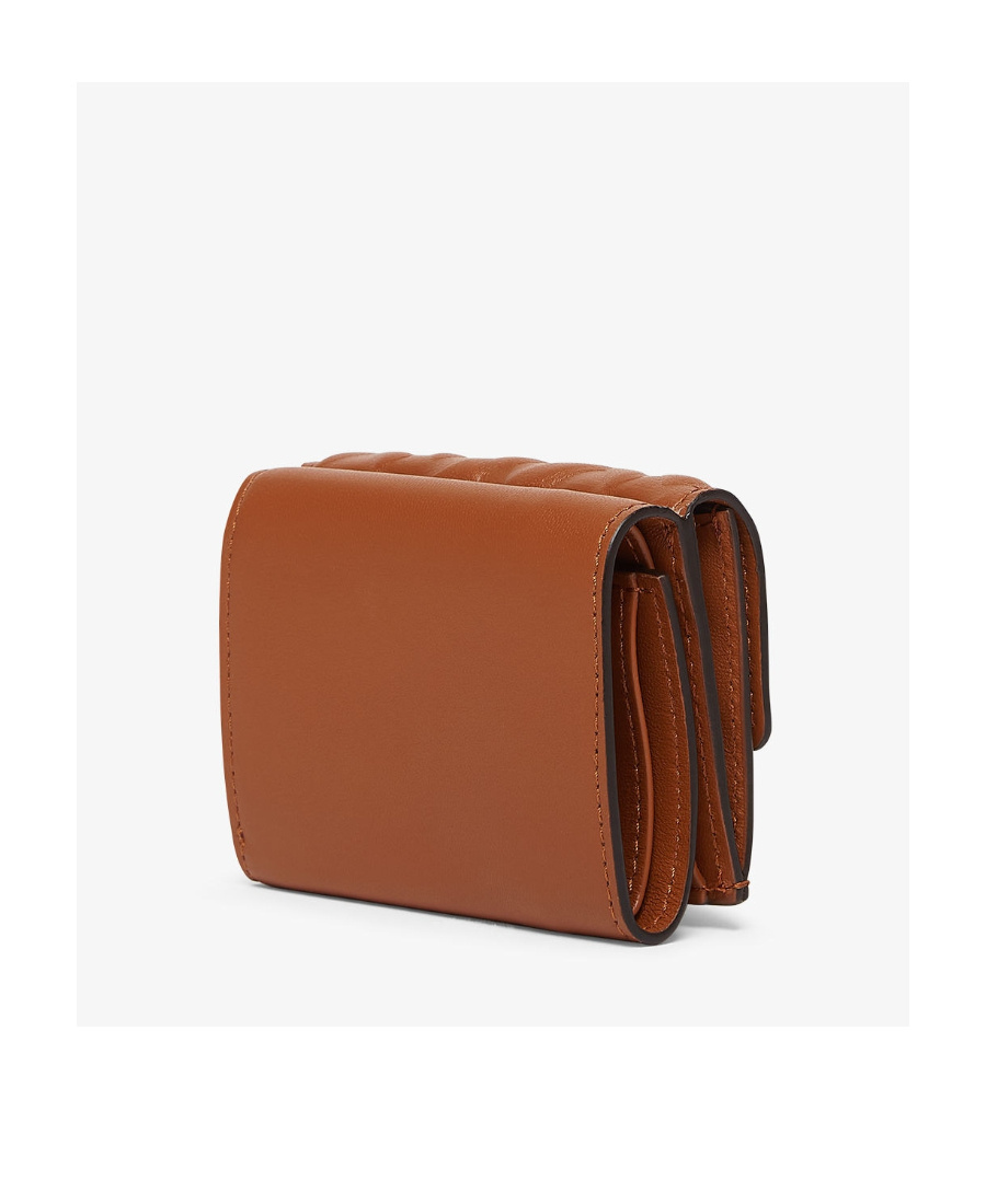 Fendi Baguette Micro Trifold Leather Wallet In Brown