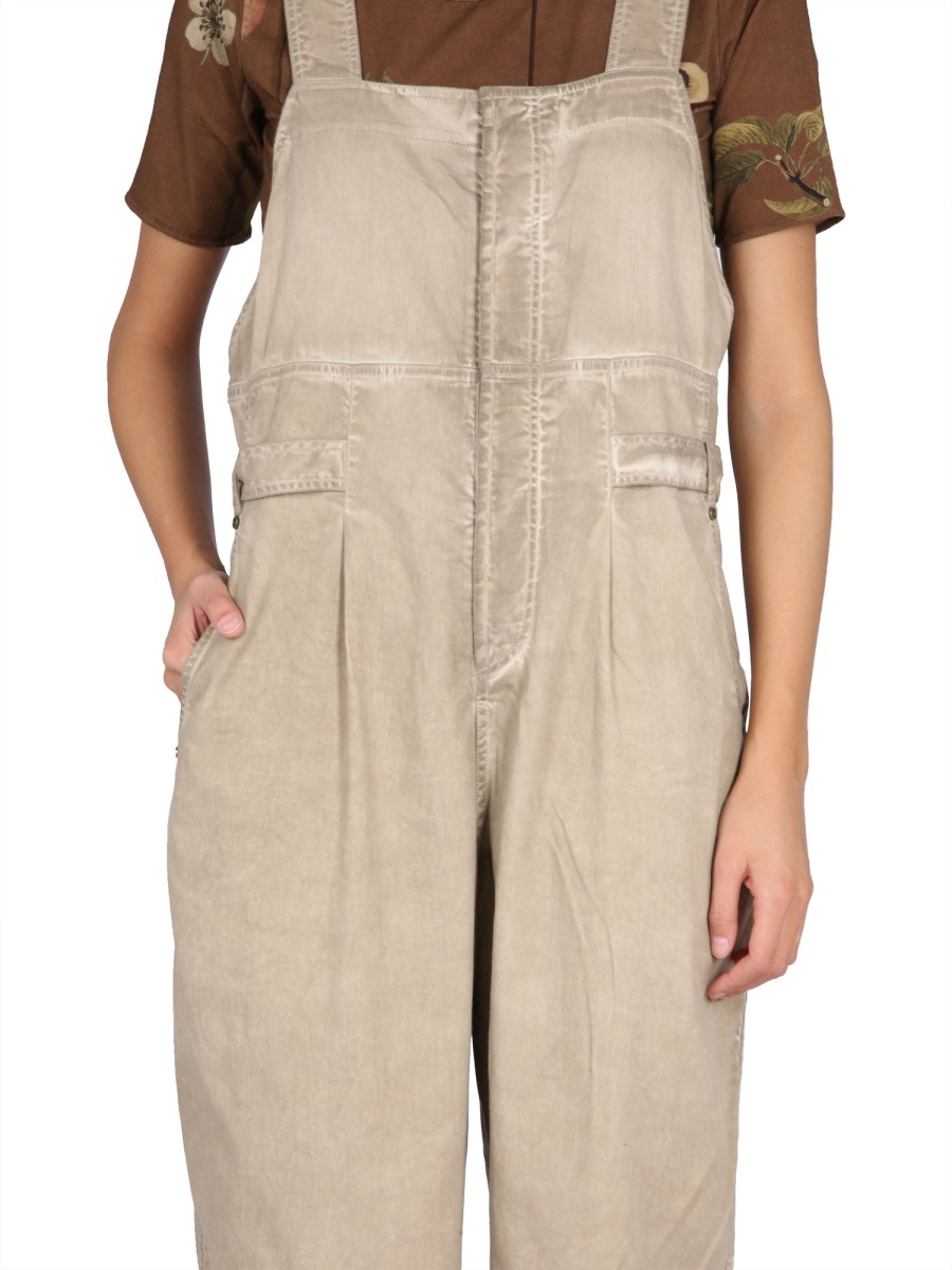 Uma Wang Relaxed-fit Wide-leg Salopette With Adjustable Straps In Nude