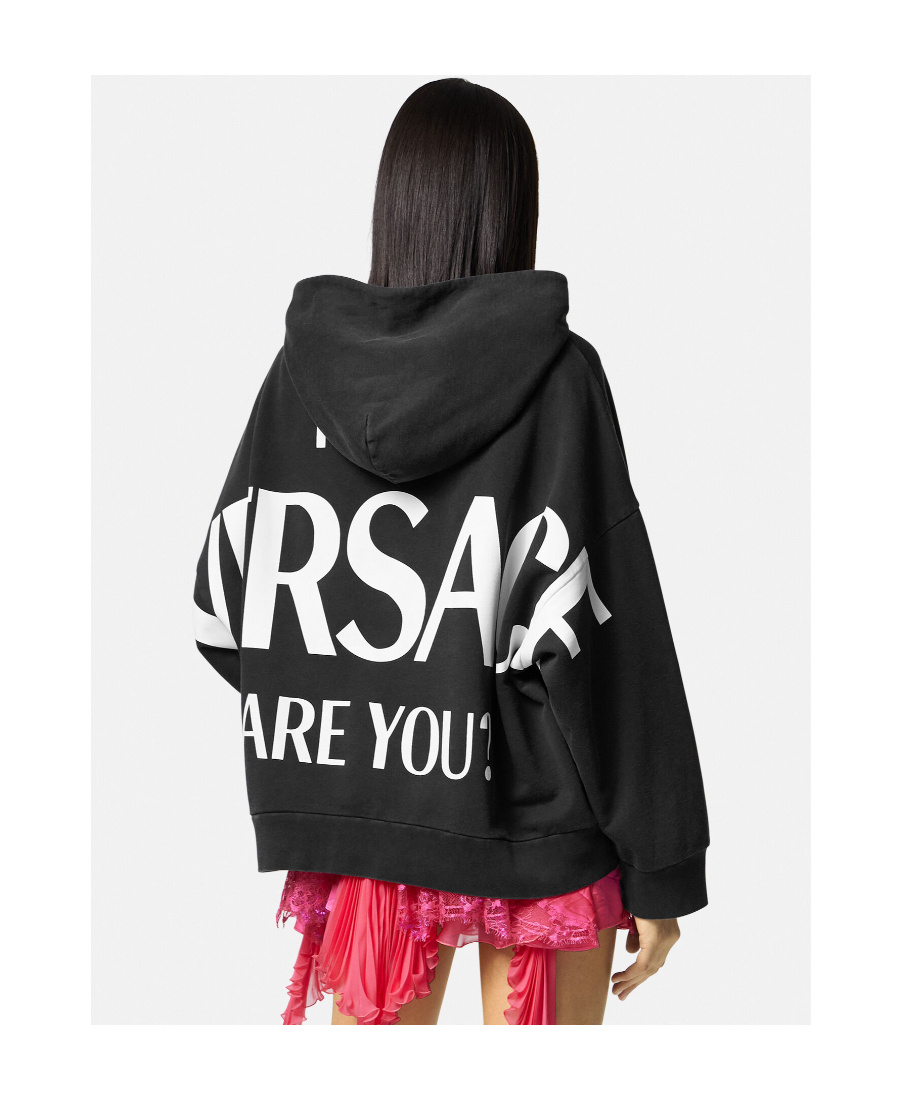 Versace Hooded Sweatshirt With Logo In Black