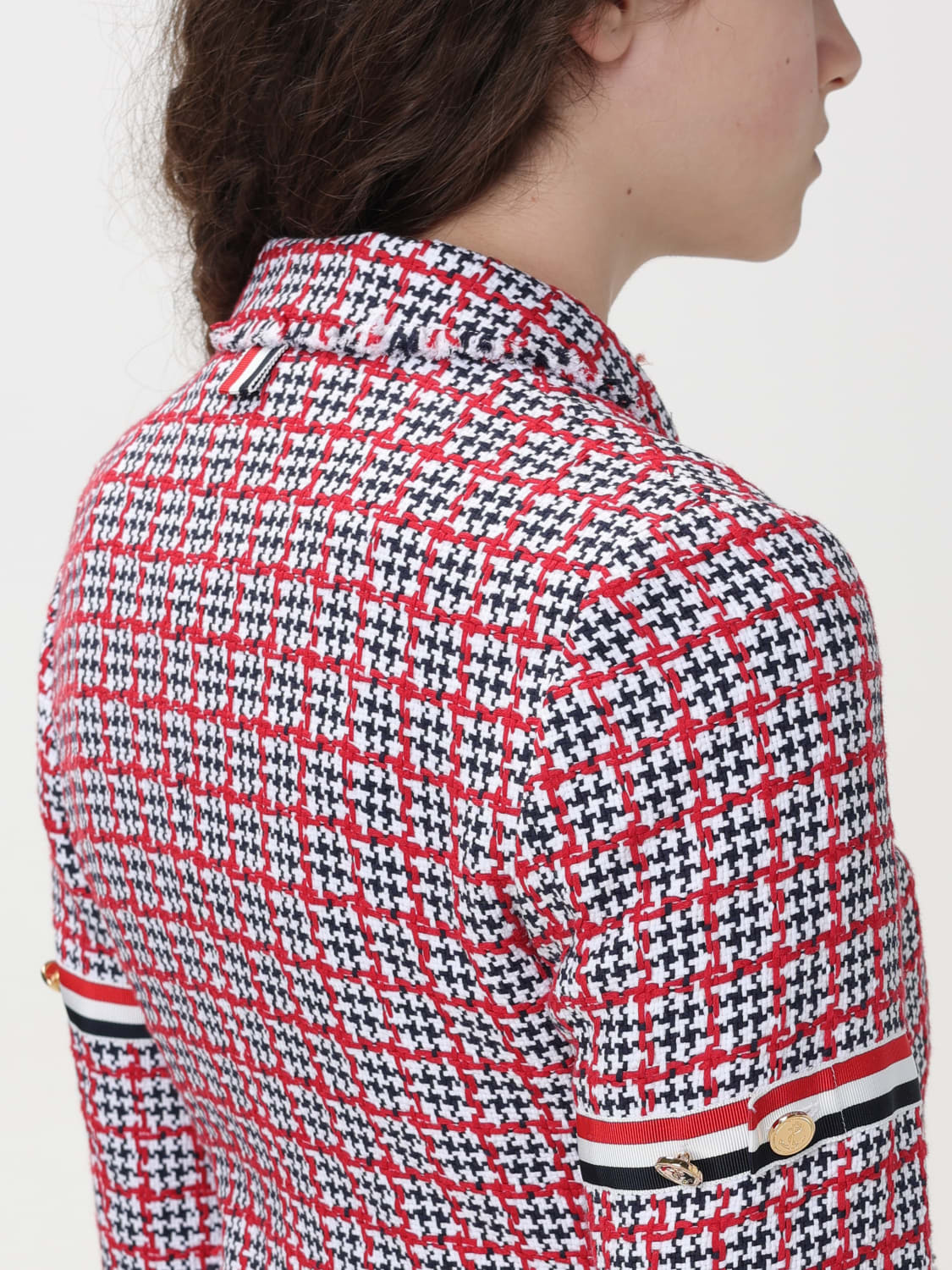 Thom Browne Check-pattern Tweed Jacket In Black