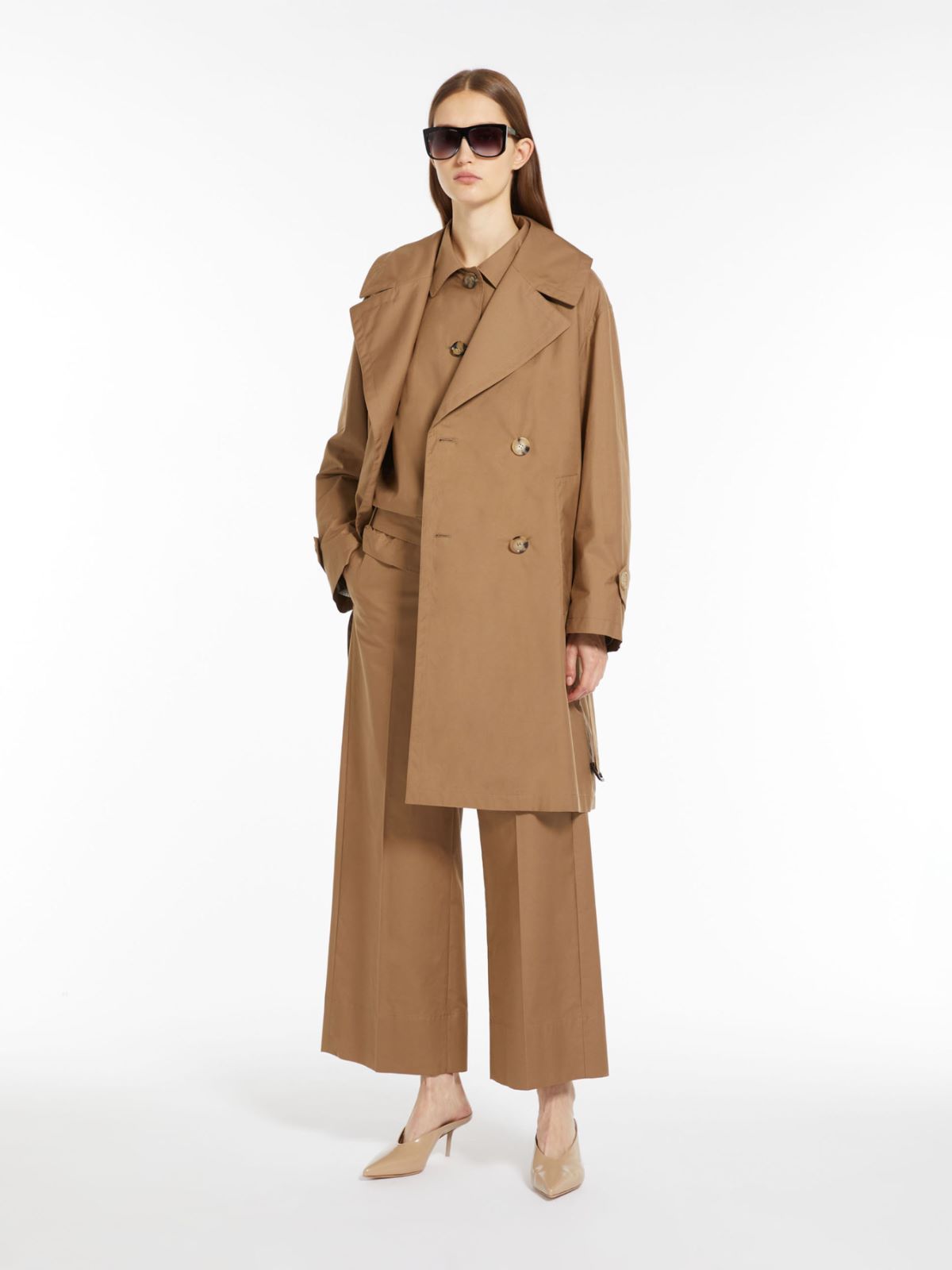 Max Mara Ottavo Waterproof Twill Trousers In Brown