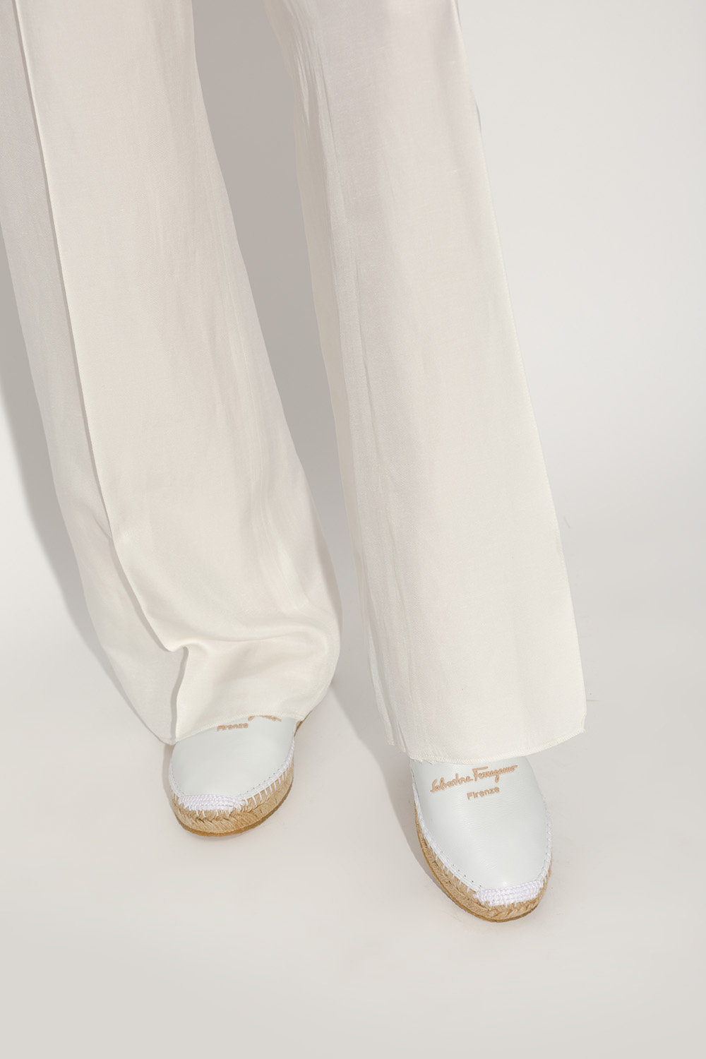 Ferragamo Logo-embroidered Espadrilles In White