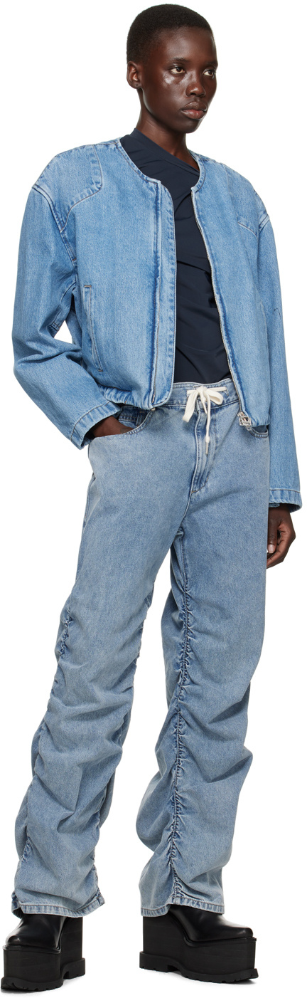 WOOYOUNGMI ROUND-NECK FADED DENIM JACKET 
