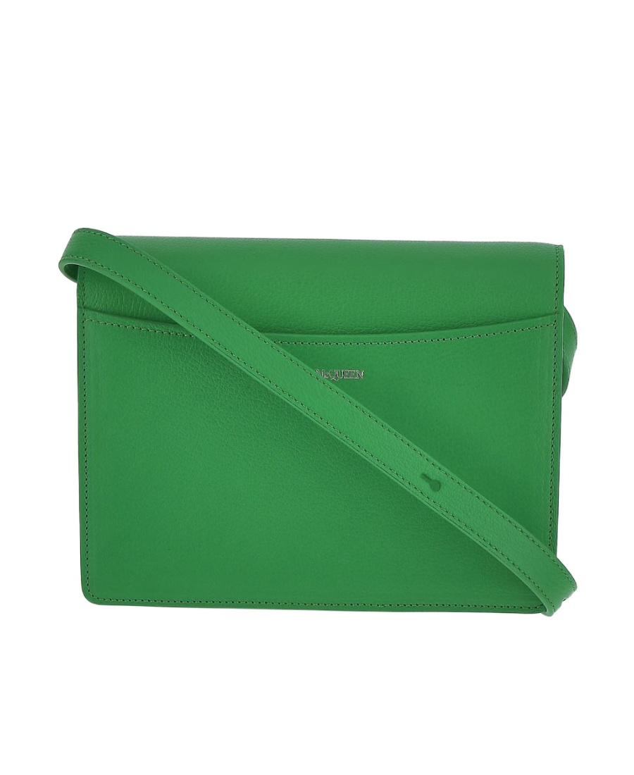 Alexander Mcqueen Four Ring Foldover Top Shoulder Bag In Green