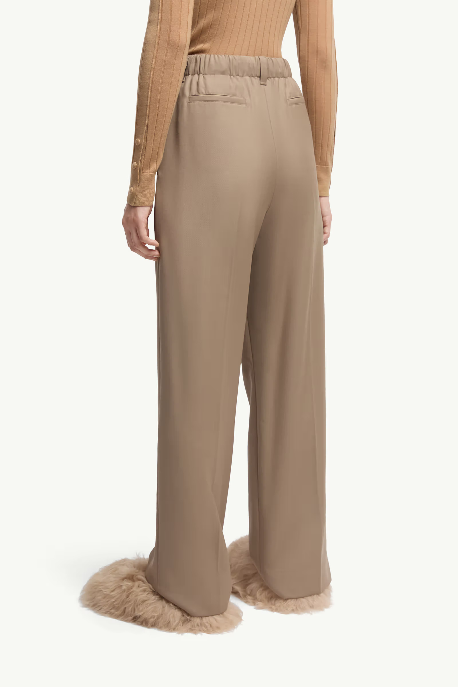 Moncler Wool Gabardine Tailored Pants In Brown