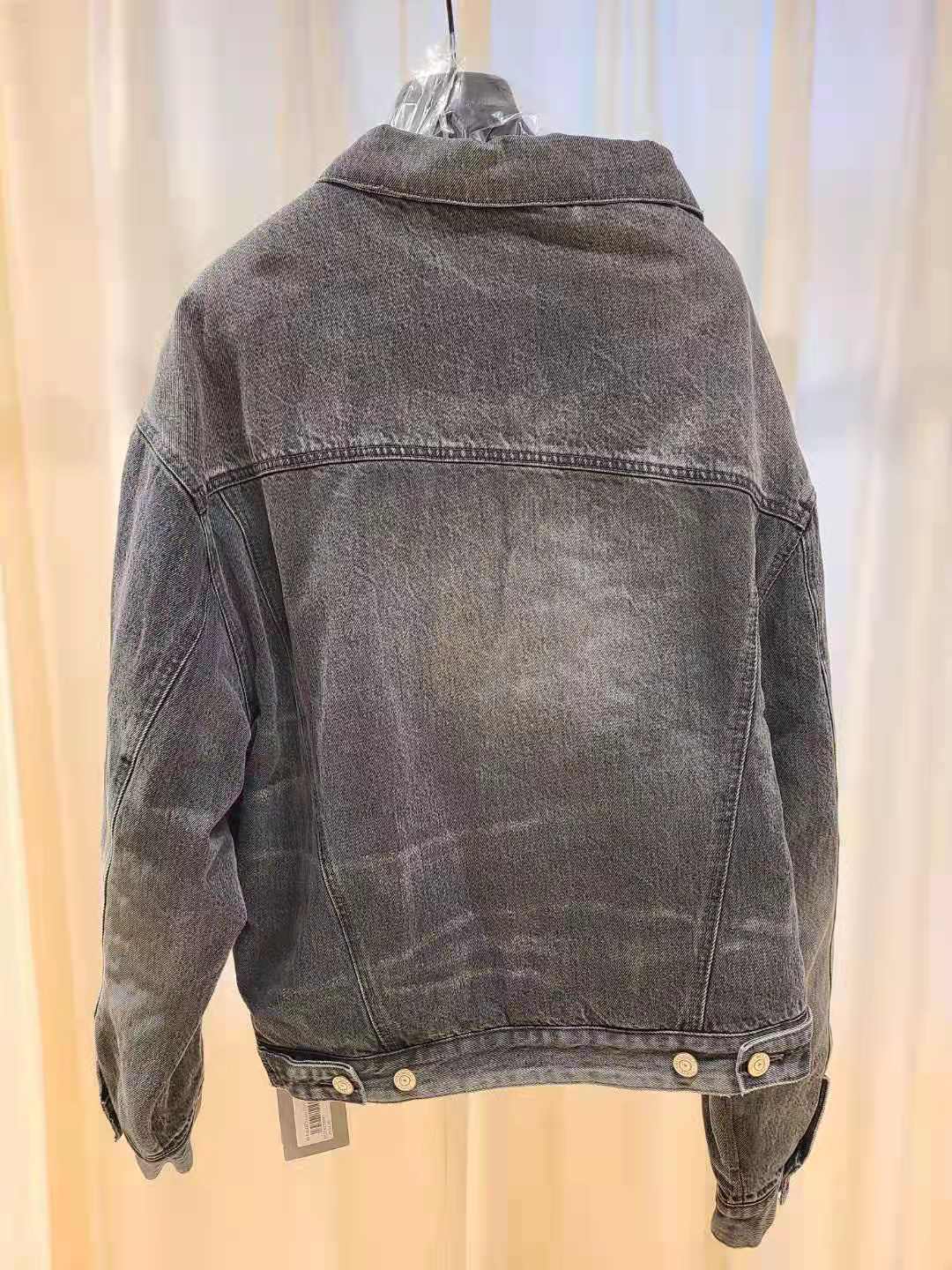 Balenciaga Lapel Button Denim Jacket In Gray