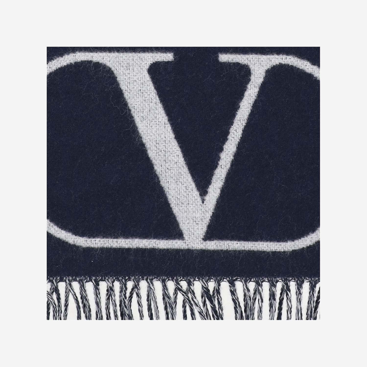 Valentino Vlogo Signature Frayed Scarf In Black