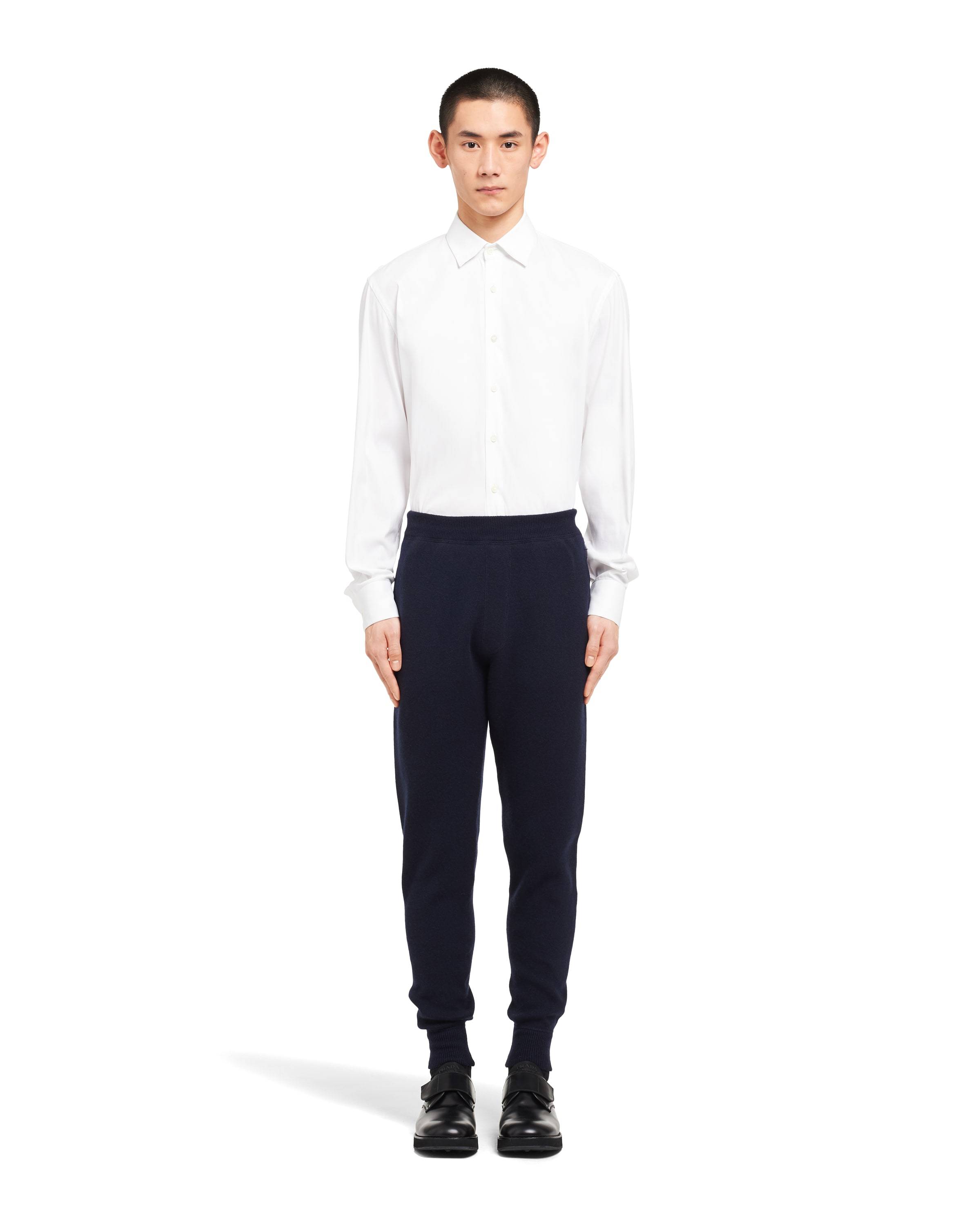 Prada Stretch Cashmere Blend Joggers For Men In Blue