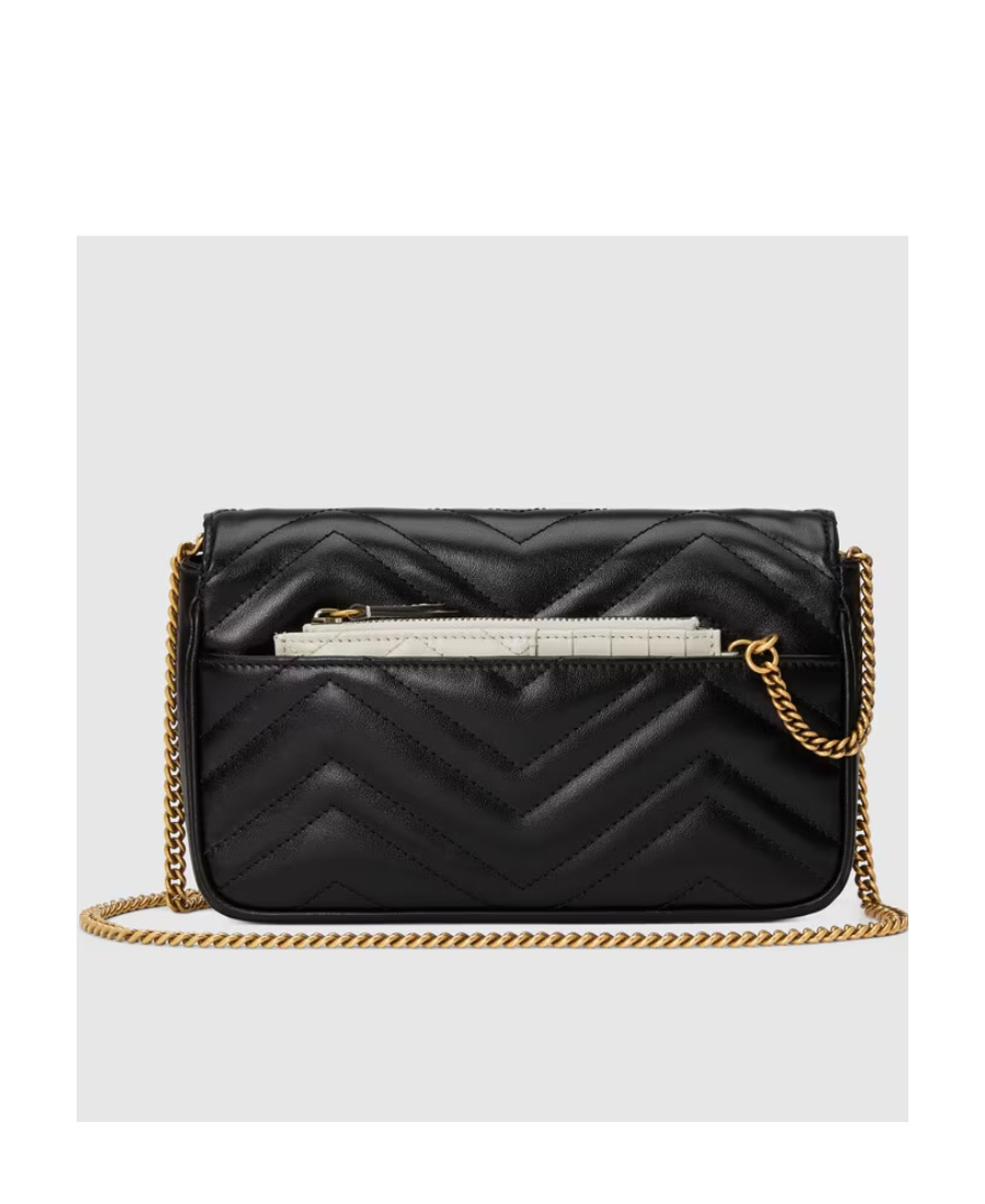 Shop Gucci Gg Marmont Super Mini Bag In Black