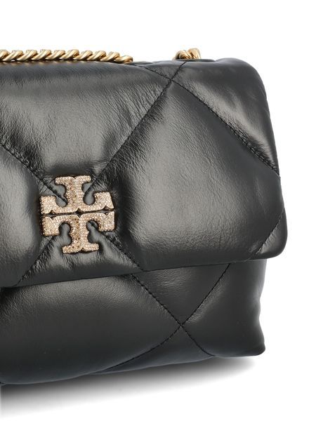 Tory Burch Small Kira Diamond Quilted Convertible Leather Shoulder Bag In Black