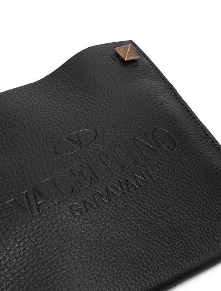 Valentino Logo-embossed Messenger Bag In Black