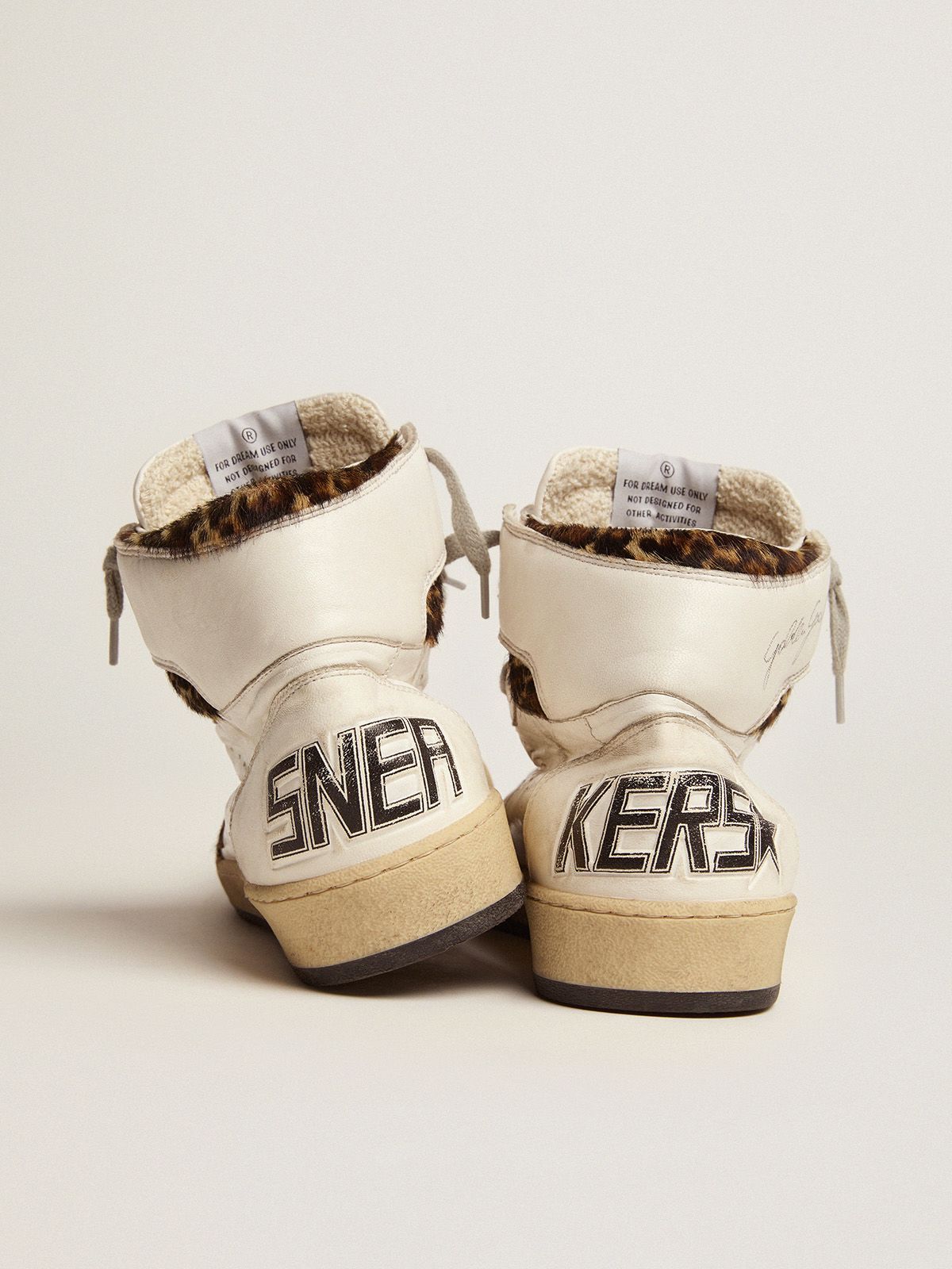 Golden Goose Mens Sky-star Sneakers With Signature On The Ankle And Leopard-print Pony Skin Inserts In Neutral