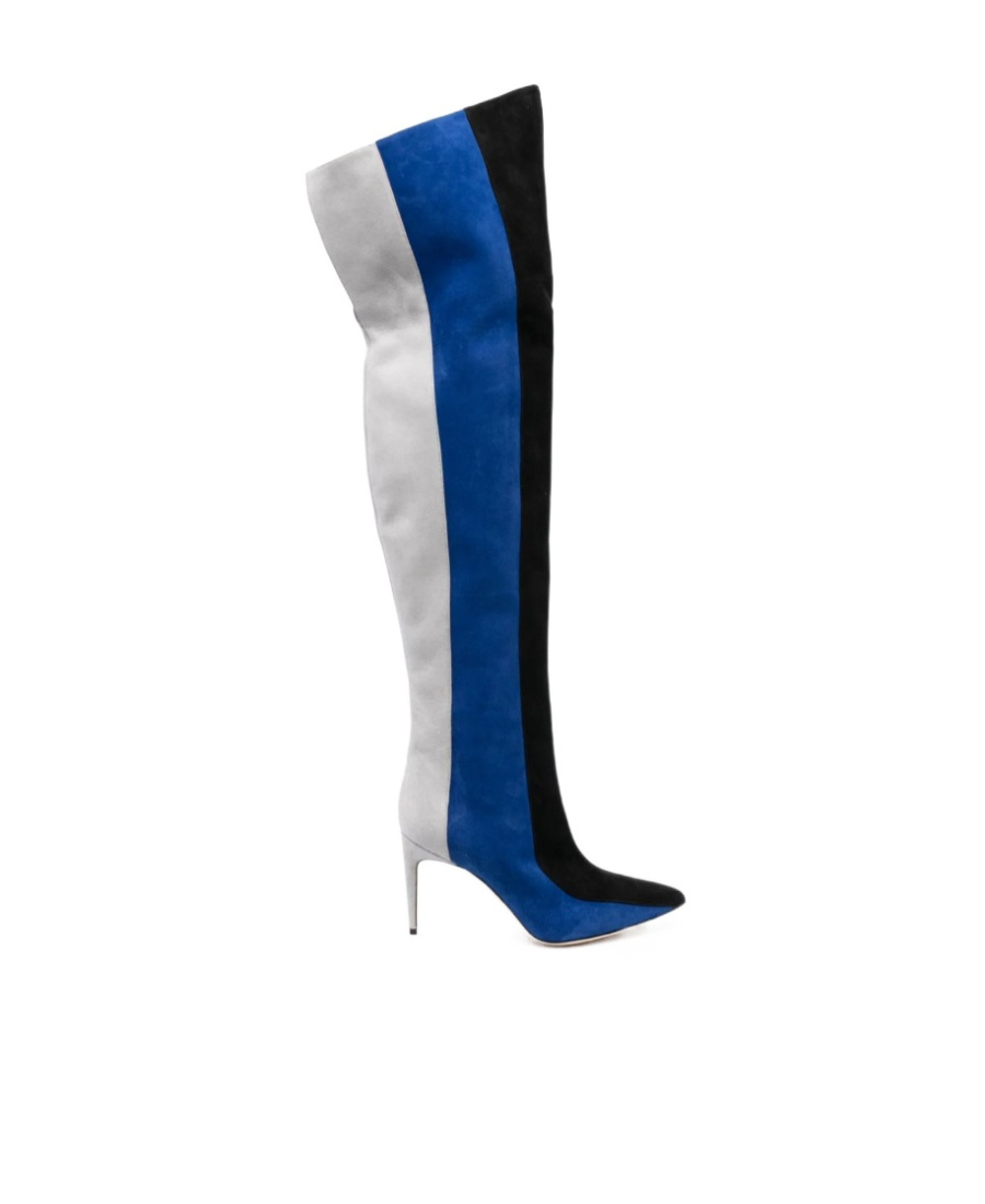 Manolo Blahnik Multicolor Suede Chicuyuhi Boots In Blue