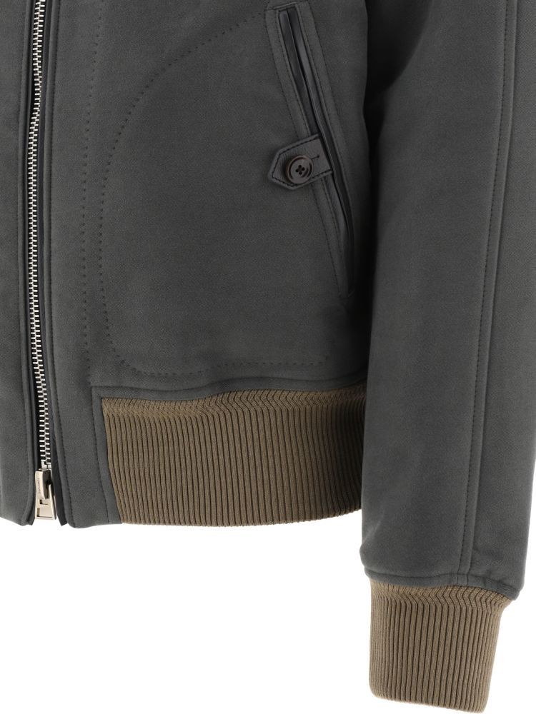 Tom Ford Ribbed-detail Zipped-up Bomber Jacket In Black