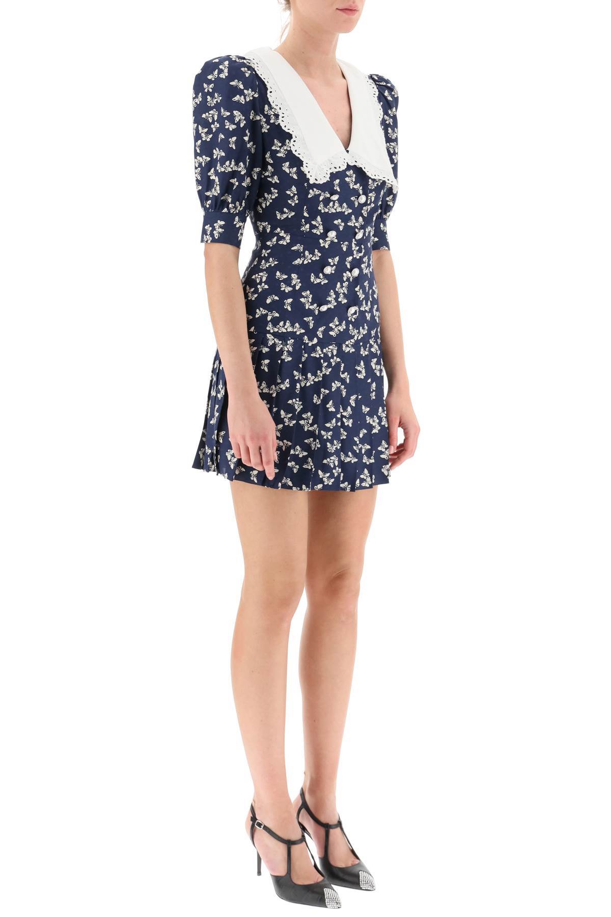 Alessandra Rich Butterfly-print Flared Minidress In Blue
