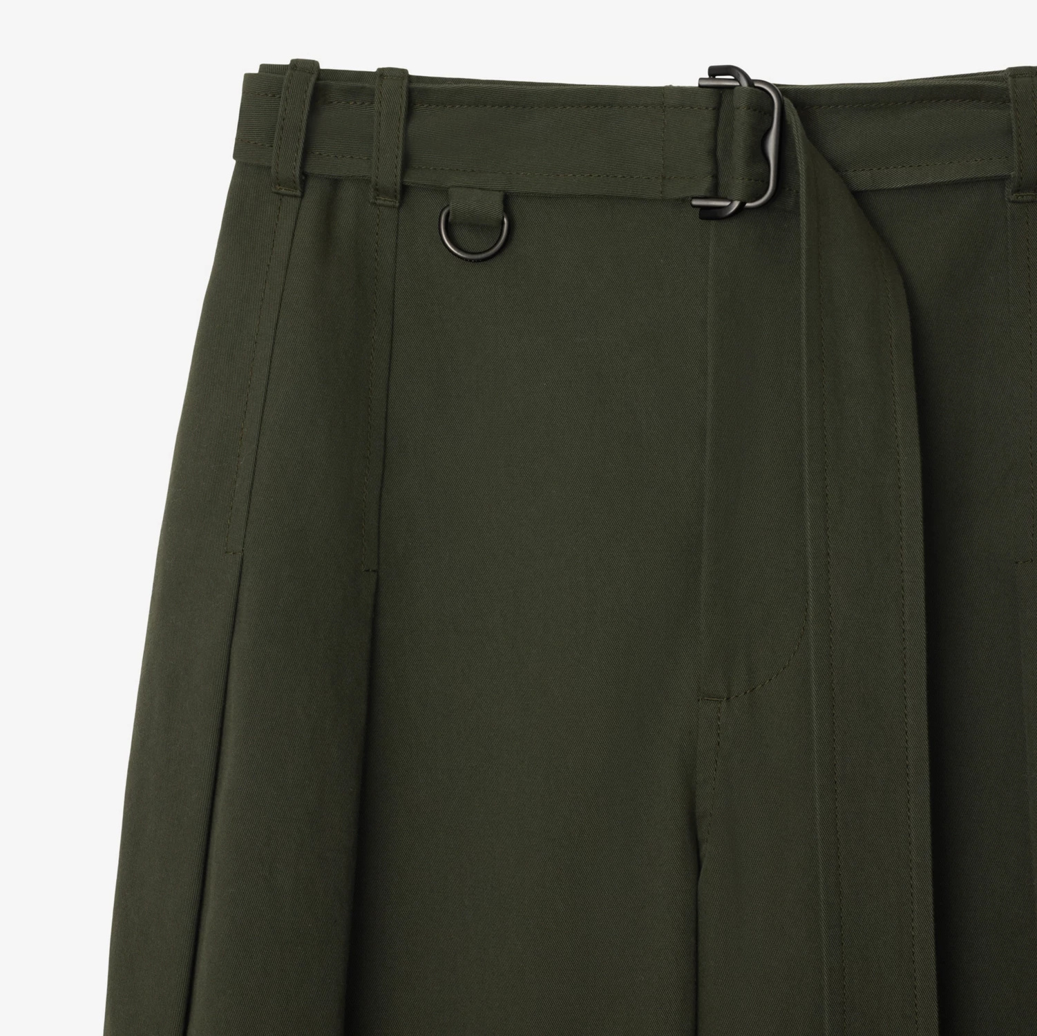 Burberry Gabardine Belted Trousers In Black