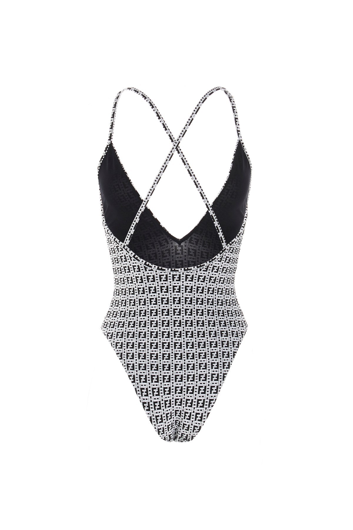 Fendi Ff-motif U-neck Swimsuit In White