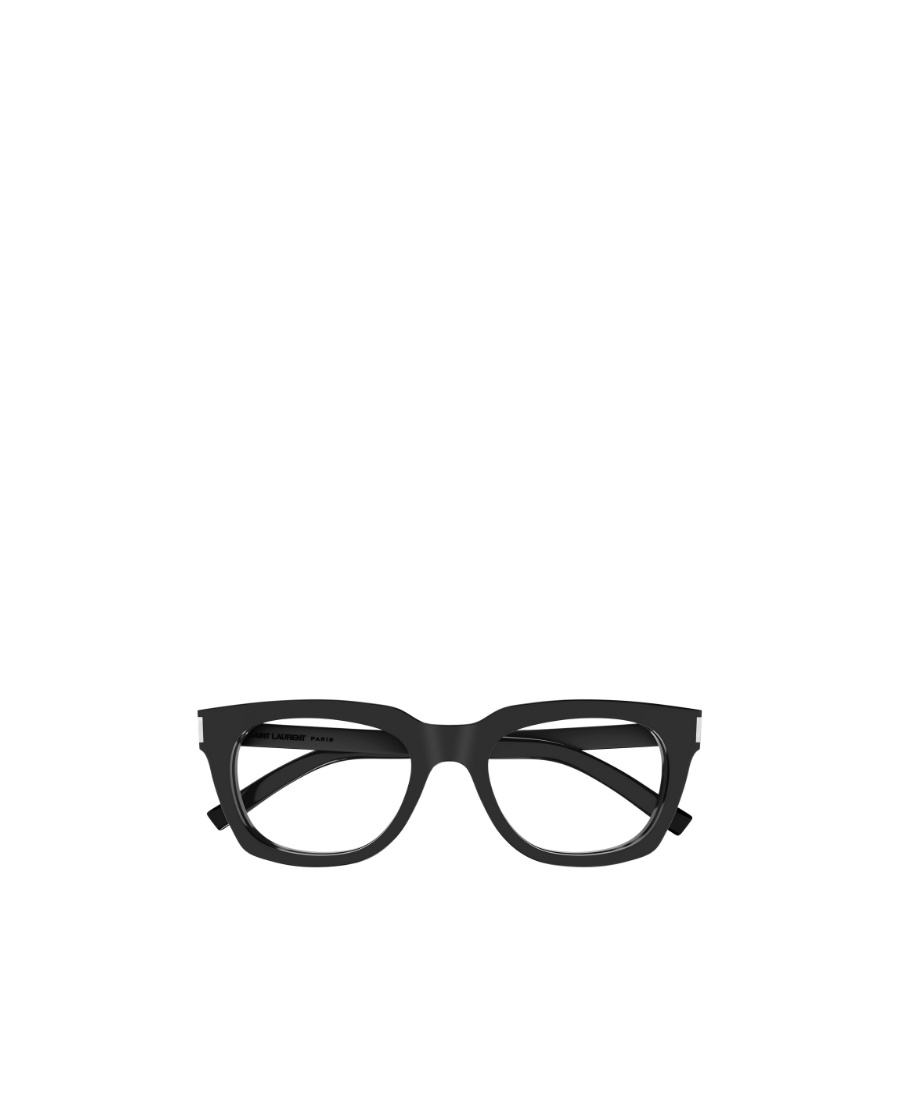 Saint Laurent Logo-debossed Rectangle-frame Glasses In Green